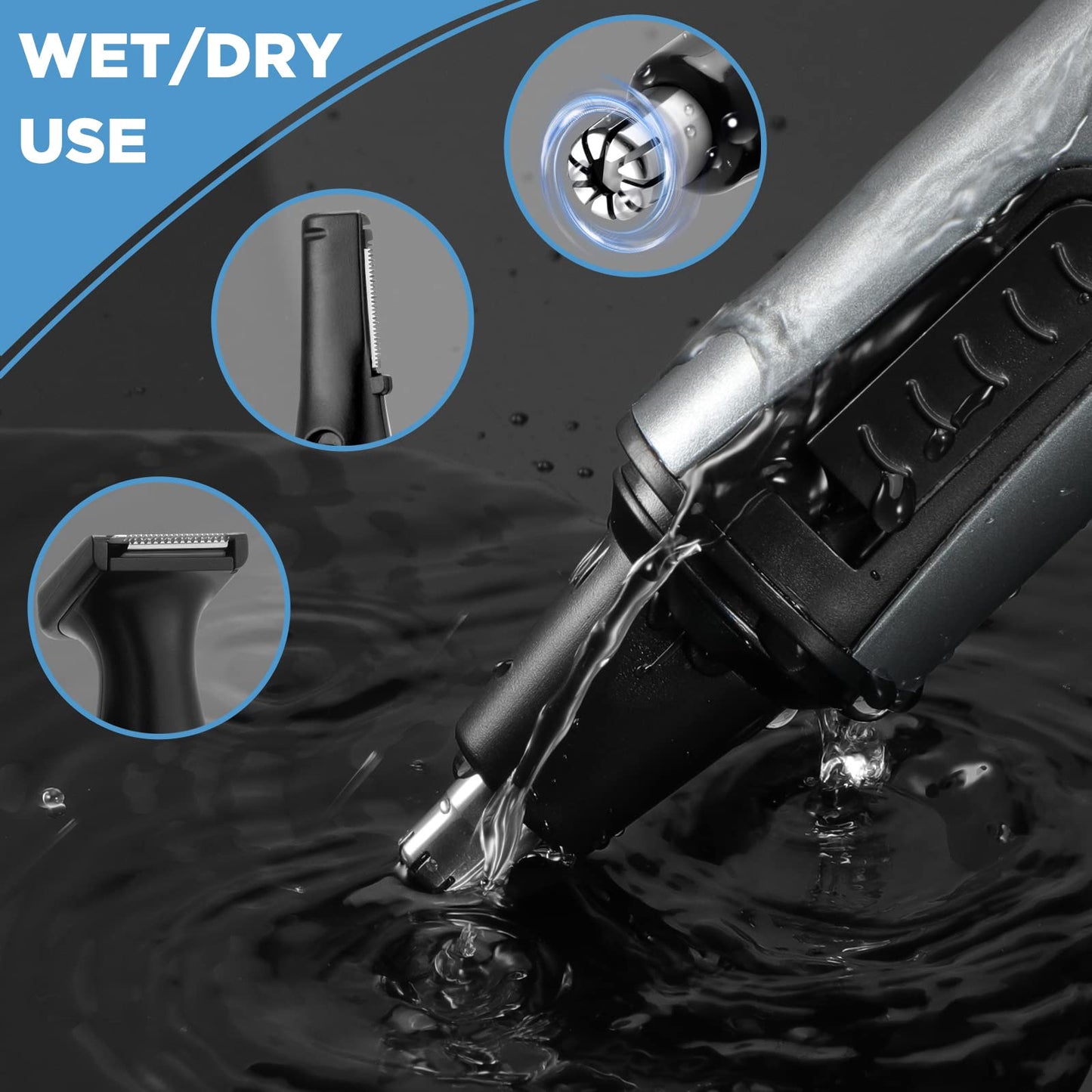 AREYZIN Nose Hair Trimmer for Men,2026 Professional 3 in 1 Painless Rechargeable Ear and Nose Trimmer,IPX7 Waterproof Eyebrow Facial Hair Trimmer Body Grooming Kit Dual Edge Blades(Dark Gray)