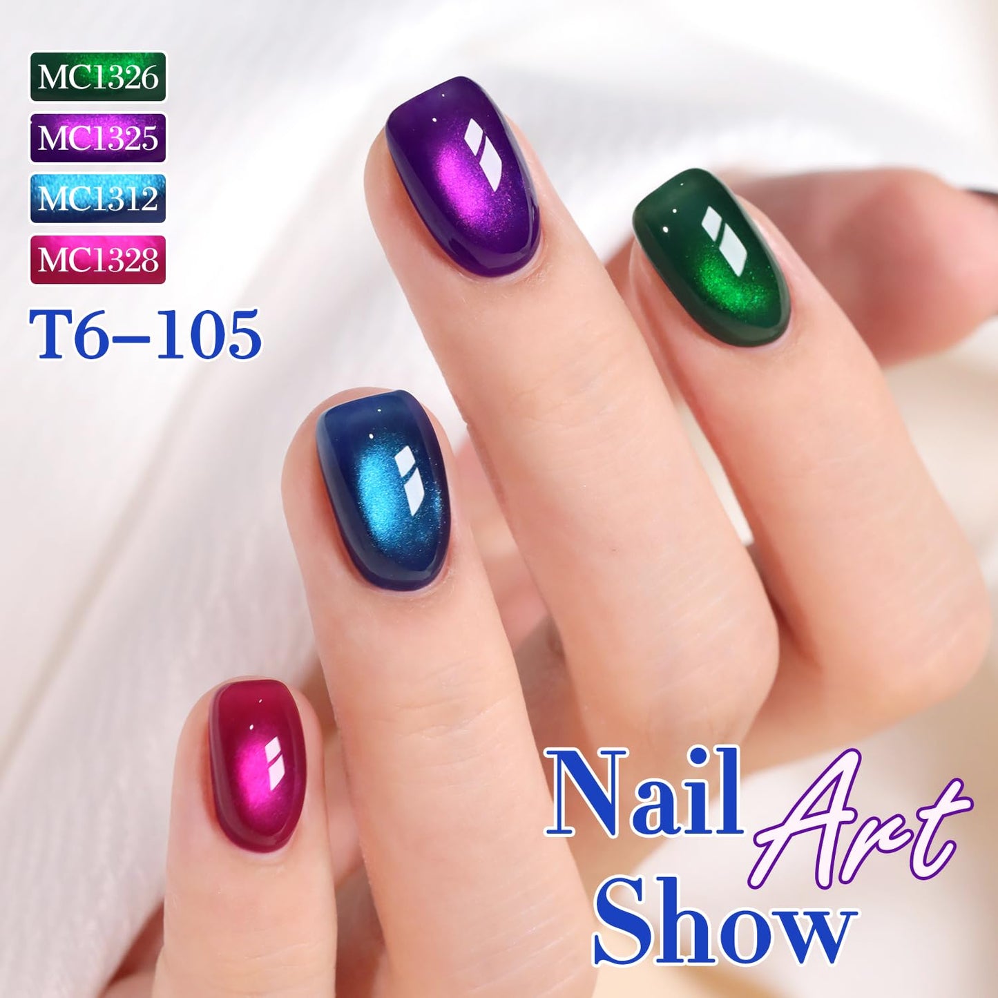 Double Rhythm Jelly Glass Cat Eye Gel Polish with Magnet 15ML Holographic Glitter Shimmer Translucent Sheer Color Magnetic Nail Polish Salon DIY at Home (Deep Navy Blue-MC1312)