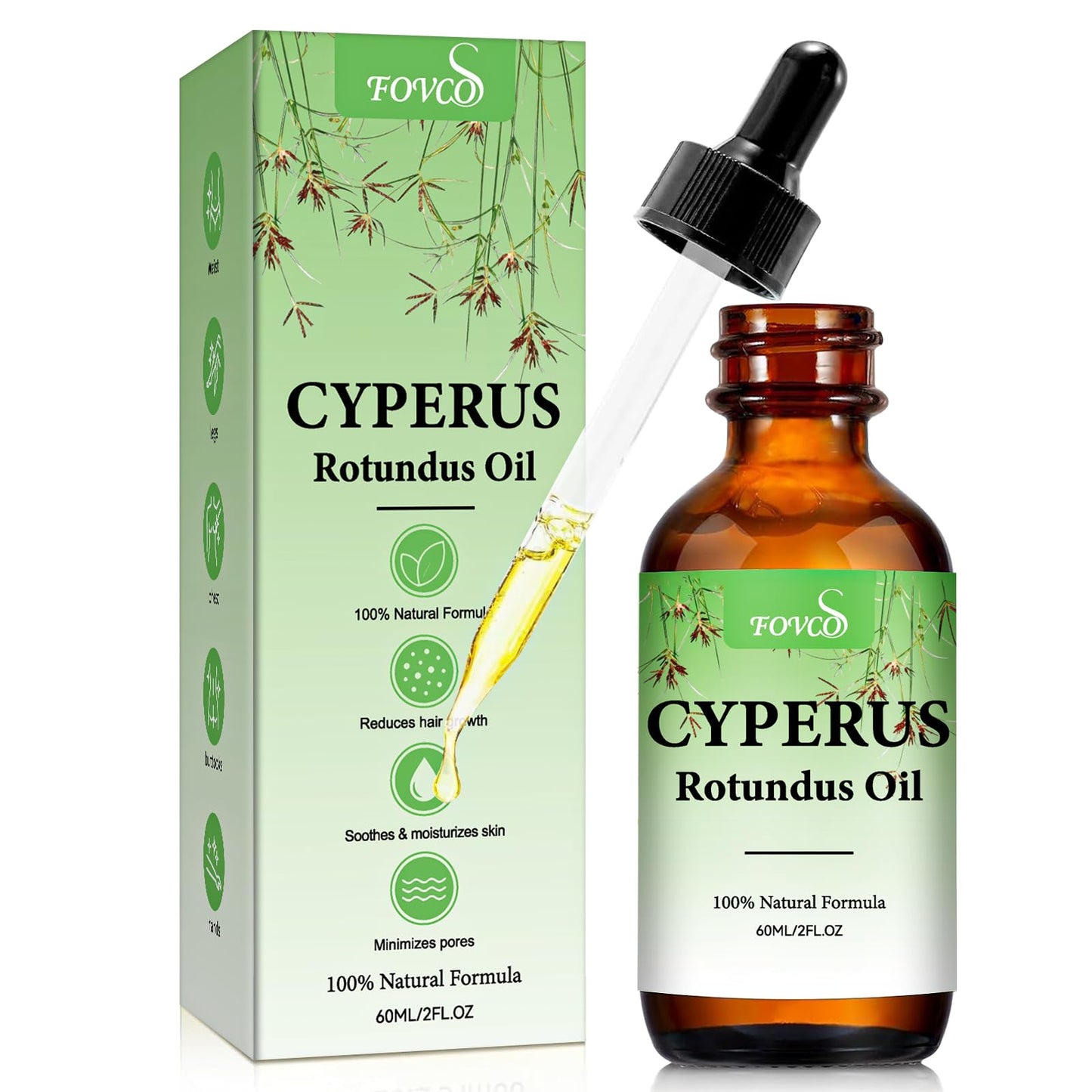 100% Pure Cyperus Rotundus Oil with Sweet Almond & Rosehip – Natural Hair Removal Care & Post-Waxing Soothing Oil for Face, Body, Underarms
