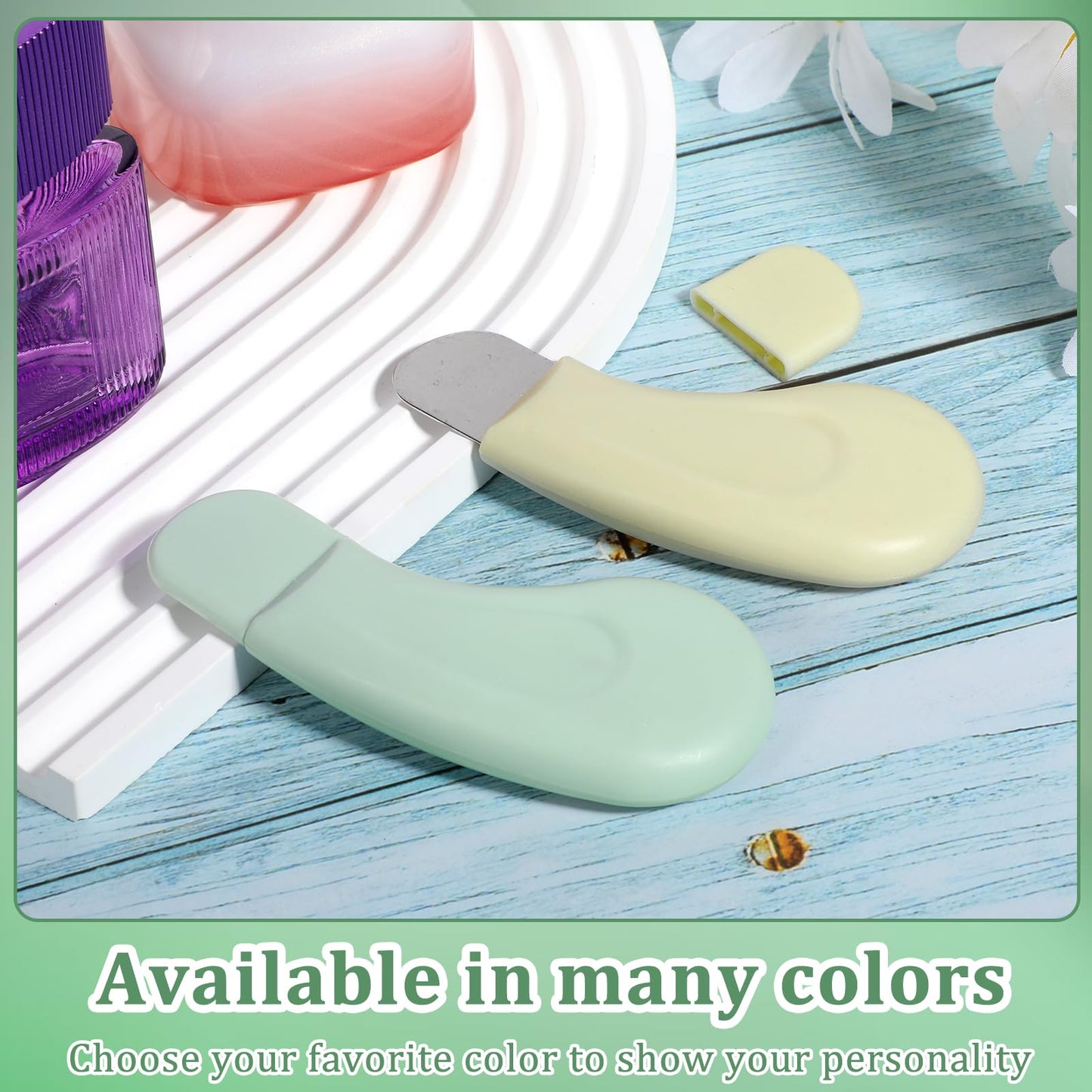 2PCS Silicone Blackhead Remover Tool, Silicone Face Spatula, Pore Scraper, Deep-Cleaning Skin Scraper, Universal Skincare Tool for Both Men and Women (Green Skin Tone)