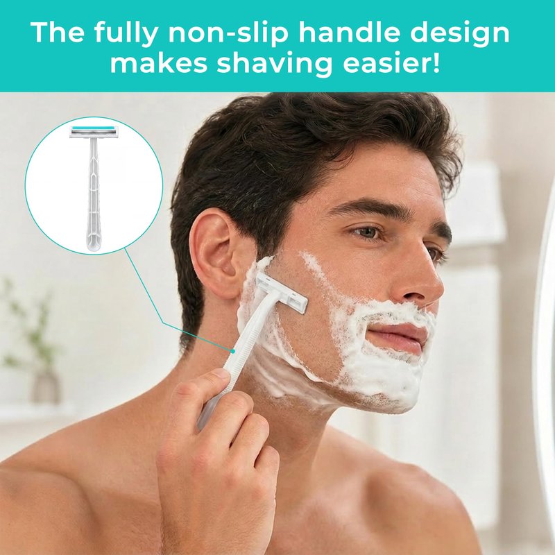 Disposable Razors, White Bulk Razors With Knife Caps, Individually Packaged, Razors In Bulk Suitable For Hotels, Shelters, Homeless People, Nursing Homes, Charities, Churches (50-PACK)