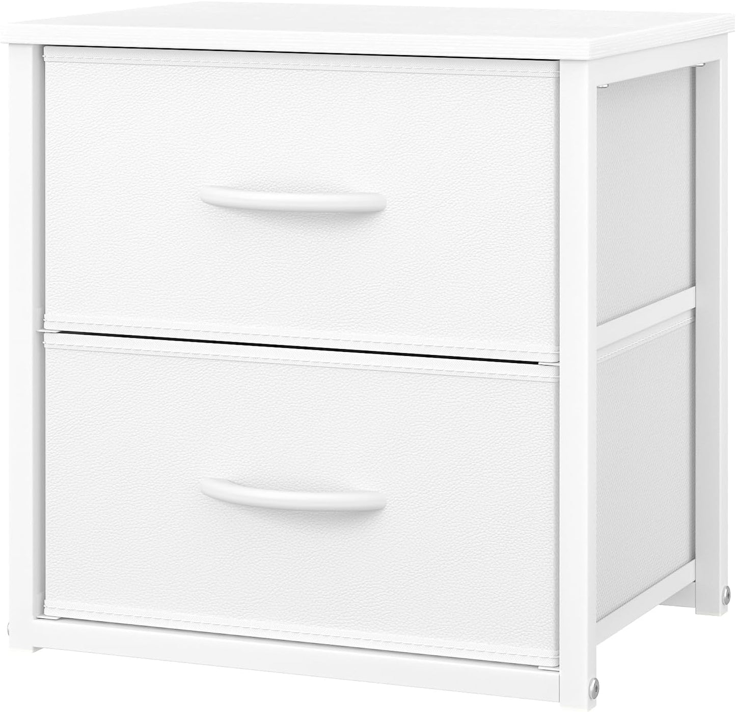 Stackable Storage Drawers - White Closet Organizer with Wooden Top & Metal Frame | Versatile Dresser for Bedroom & Living Room