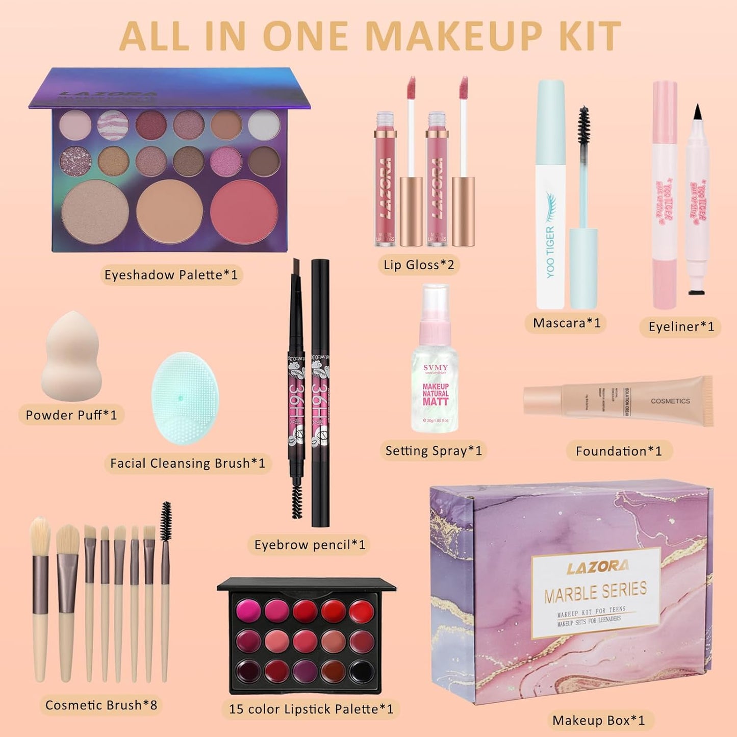 Makeup Kit for Teens & Women - Complete Makeup Set with Essential Tools | Perfect Gift for Beginners