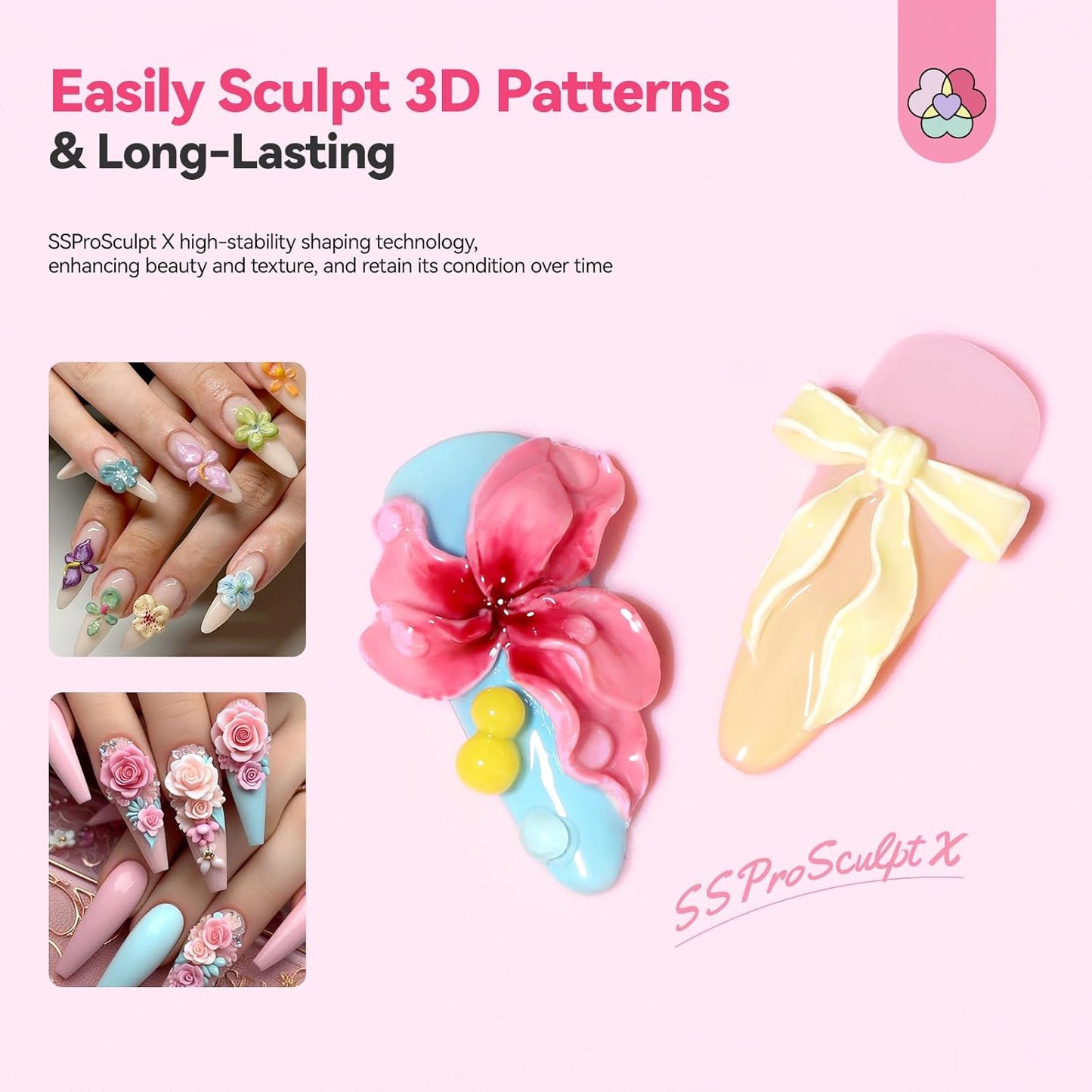 3D Nail Gel Set - 12 Colors Non-Sticky Soak Off Sculpting Gel | Nail Art Painting & Carving Tools for Home Salon DIY