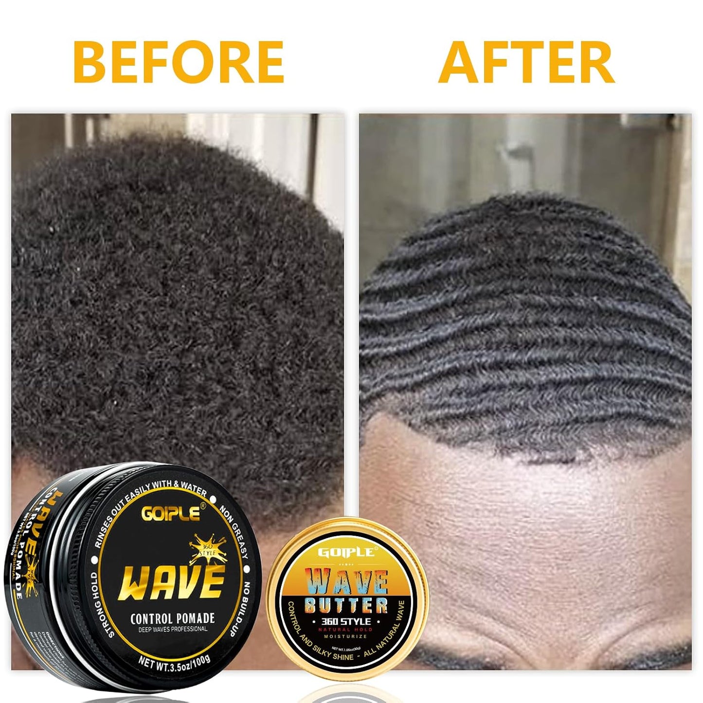 Wave Pomade for Men - Strong Hold Hair Cream for Layered Waves | Moisture & Silky Shine, 4 oz