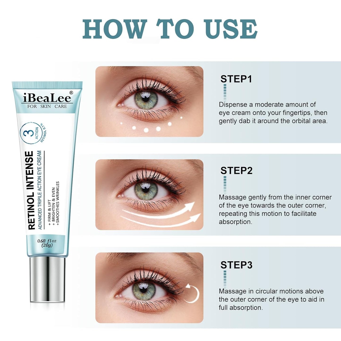Eye Cream for Dark Circles & Wrinkles - Anti-Aging Formula with Retinol & Hyaluronic Acid | Non-Greasy, Firming Treatment