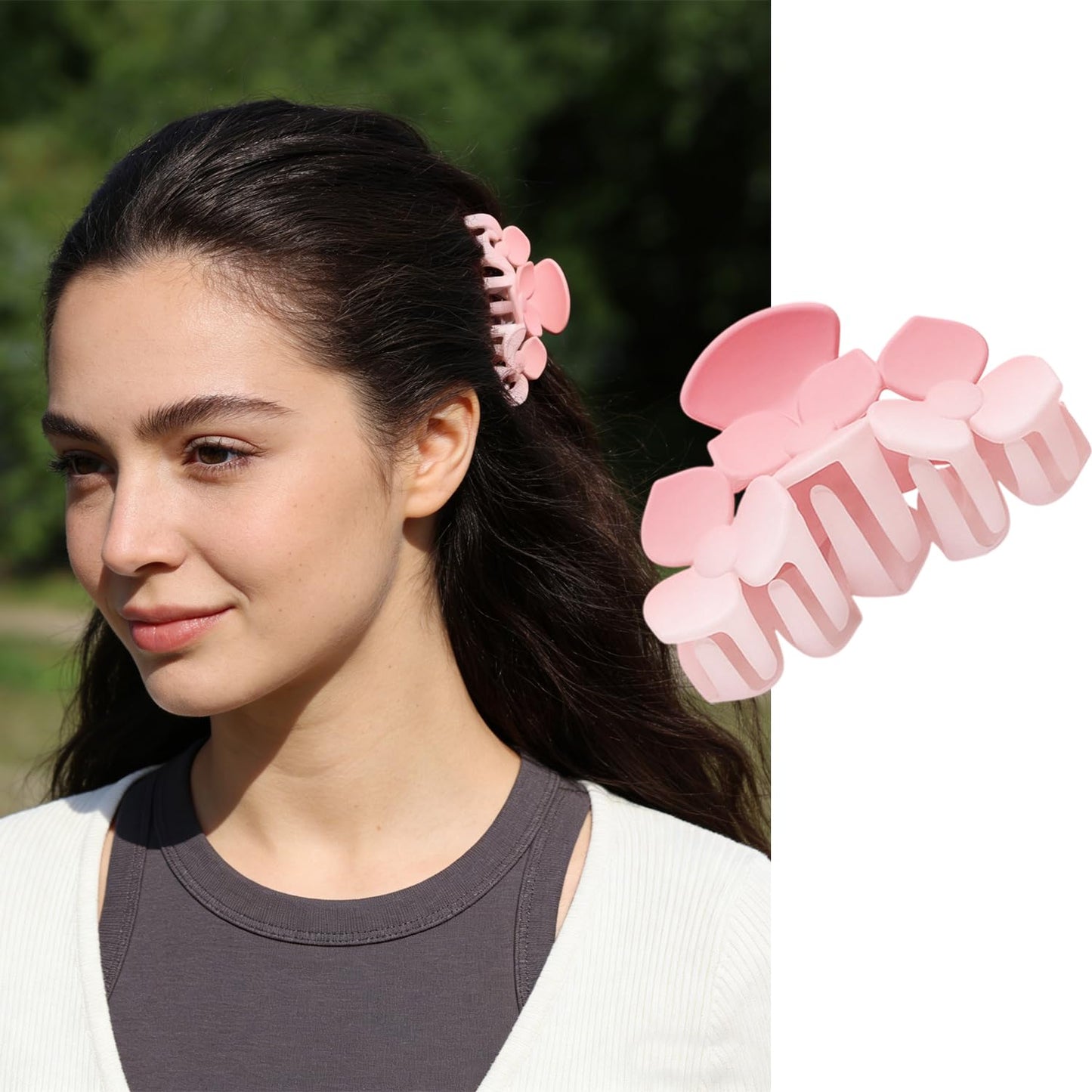 Pink Hair Clips 4 Pack Cute Hair Claw Clips for Thin Thick Hair Floral Shamrock Hair Clip St. Patrick's Day Hair Accessories Matte Non Slip Hair Claw Pink Accessories for Sweet Women Shark Clip