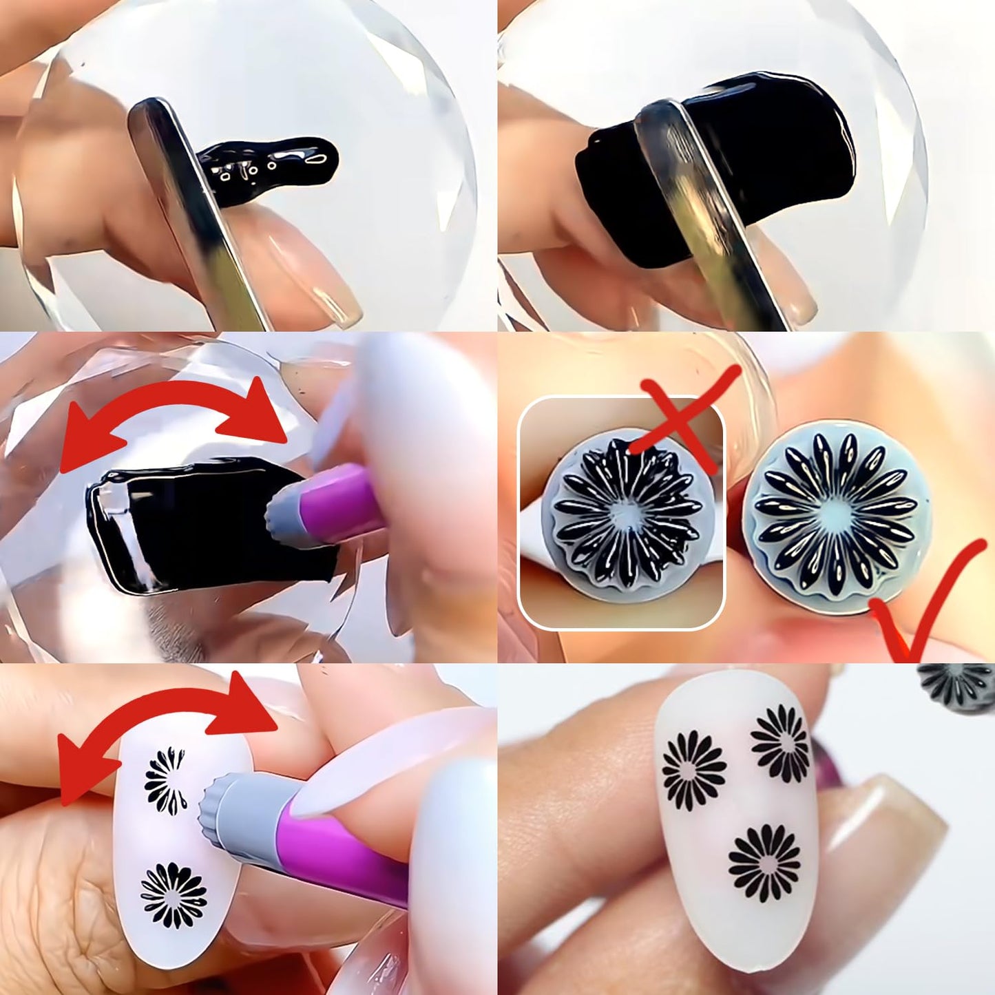 6pcs Silicone Nail Seal Pen Set Creative Butterfly Flower Pattern Nail Seal Pen for Women DIY Nail Tool