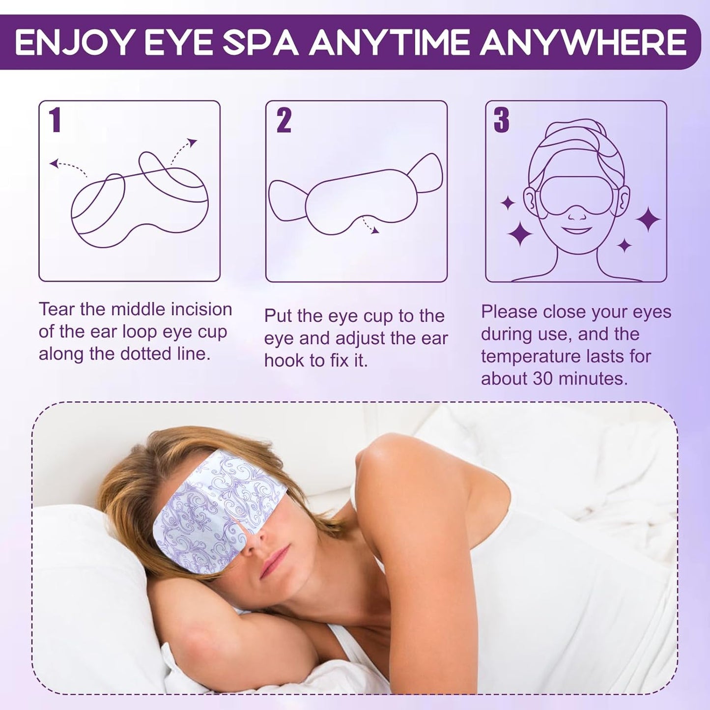 XPCARE Steam Eye Masks - 32 Pack Disposable Heated Eye Masks for Dry Eyes, Dark Circles & Puffy Eyes | Lavender Scent