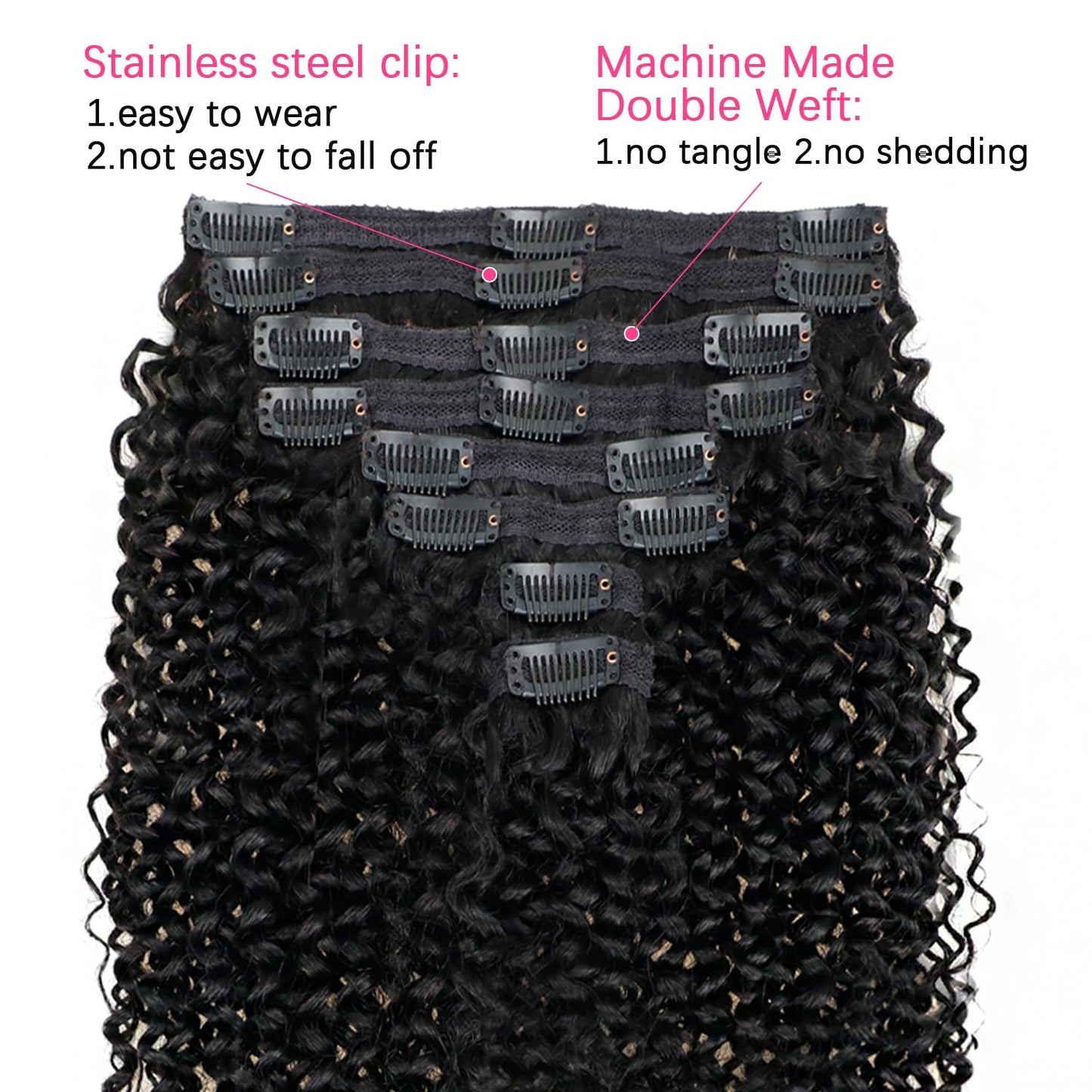 Mihugass Curly Clip In Hair Extensions Human Hair 3C 4A Kinky Curly Clip Ins for Black Women Natural Blend Soft Full Volume Real Human Hair for Daily Wear 18 Inch 8Pcs 120 Grams/Pack