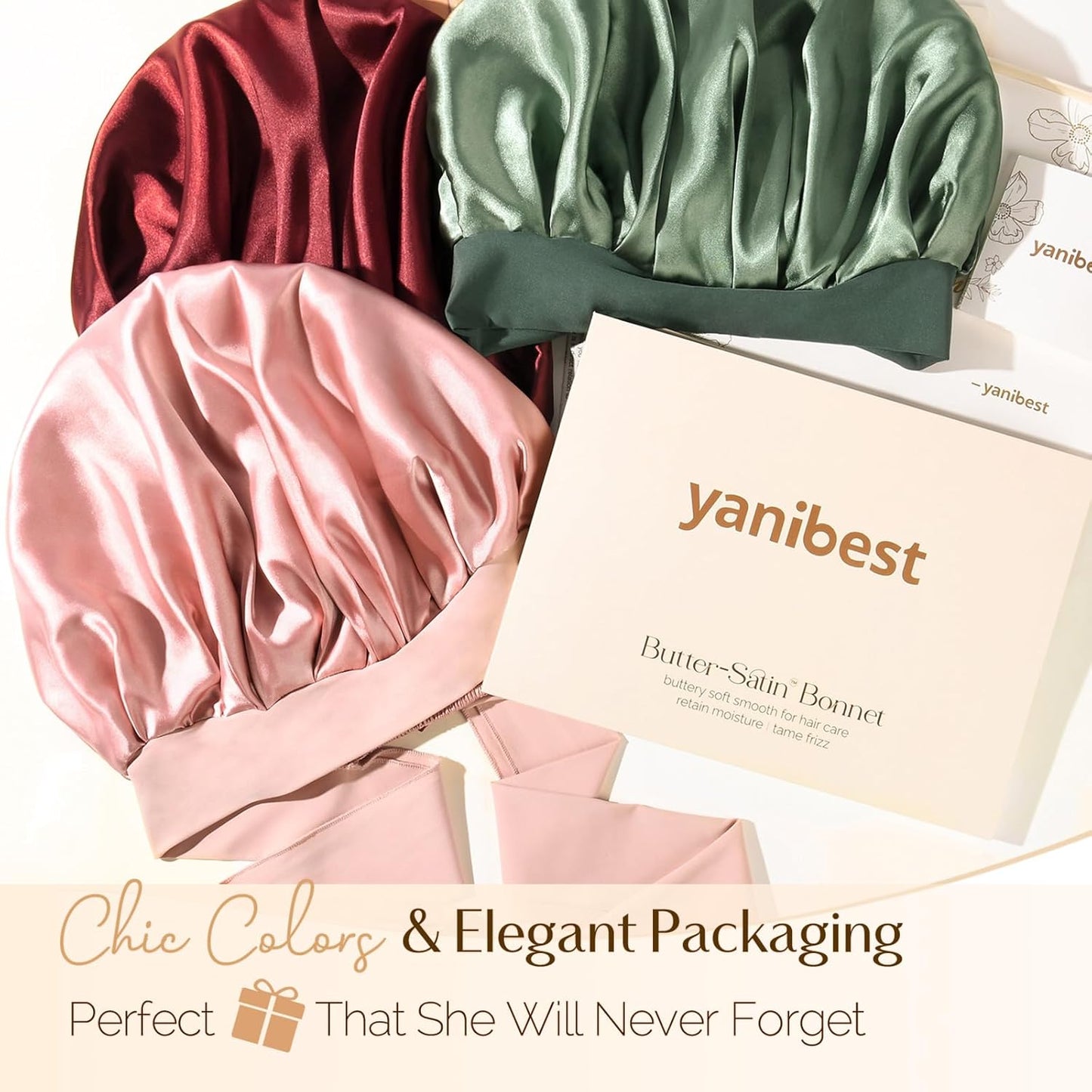 Adjustable Satin Bonnet for Sleeping | Double Layer Hair Wrap to Reduce Friction & Prevent Frizz