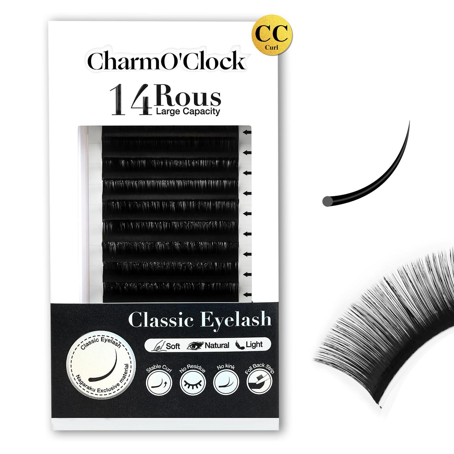 Cashmere Volume Lash Extensions - CC Curl 0.03mm Thickness | 8-16mm Mixed Length Trays, Super Matte Black Individual Eyelashes