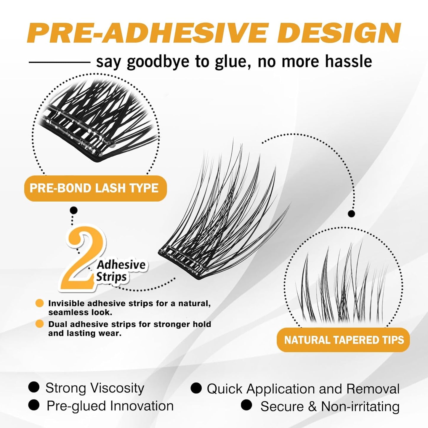 Self-Adhesive Eyelash Clusters Kit - 156 PCS DIY Pre-Glued Lashes | No Glue, No Remover, No Residue