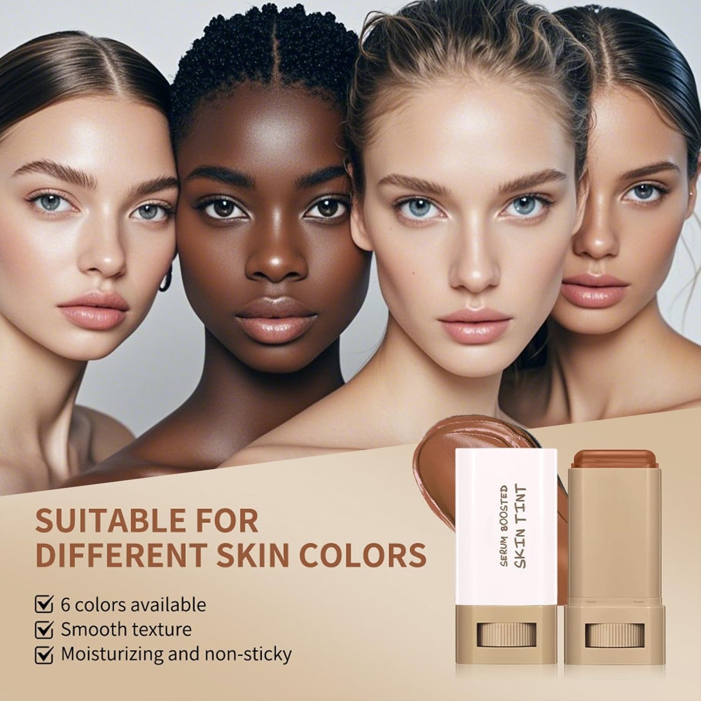 Skin Tint Foundation Stick | Full Coverage Beauty Balm with SPF & Dewy Finish - Shade #03