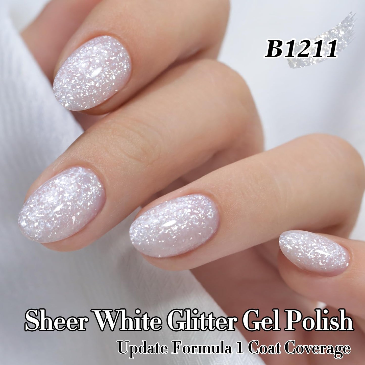 Double Rhythm 15ML Glitter Gel Polish Shimmer Reflective Holographic Color Magnetic for Nail Art Salon DIY at Home (Snow Glitter-B1211)