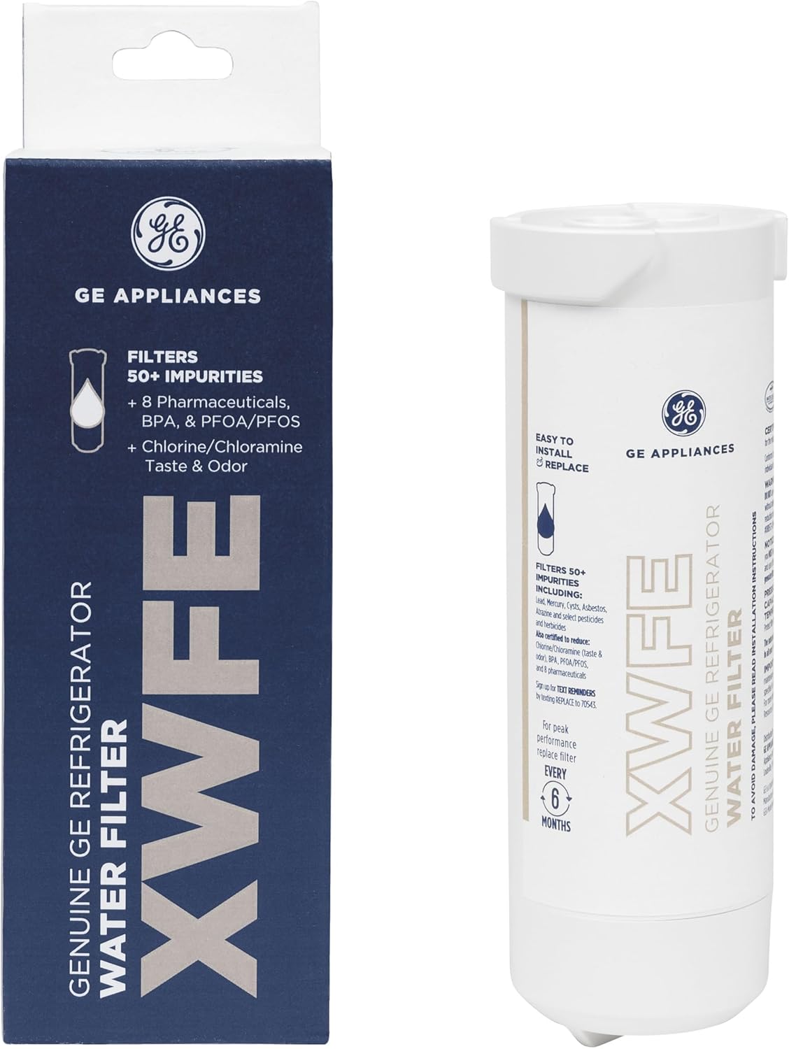 GE XWFE Refrigerator Water Filter - Genuine Replacement for Lead & Impurity Reduction | 6-Month Lifespan, Pack of 1