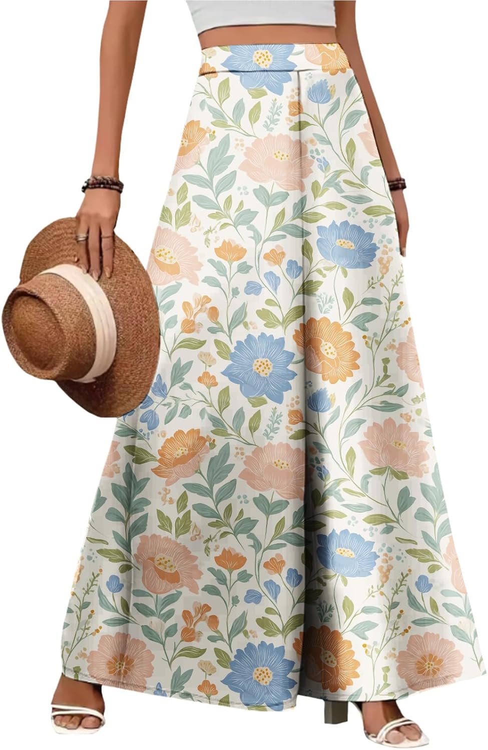 ZOCAVIA Women's Boho Wide Leg Pants - Lightweight High Waisted Palazzo Trousers with Pockets | Summer Casual Style