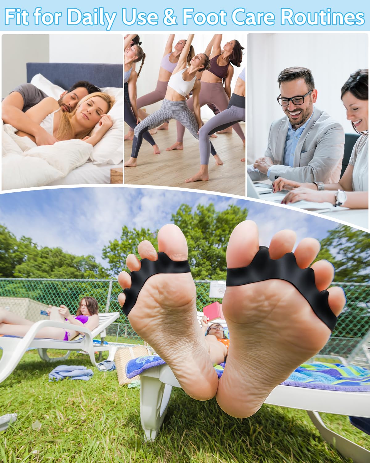 Snqqmtt 4PCS Silicone Toe Separators Spacers for Kids, Bunion Corrector for Overlapping Toes, Toe Straightener for Relieve Plantar Fasciitis (Small)