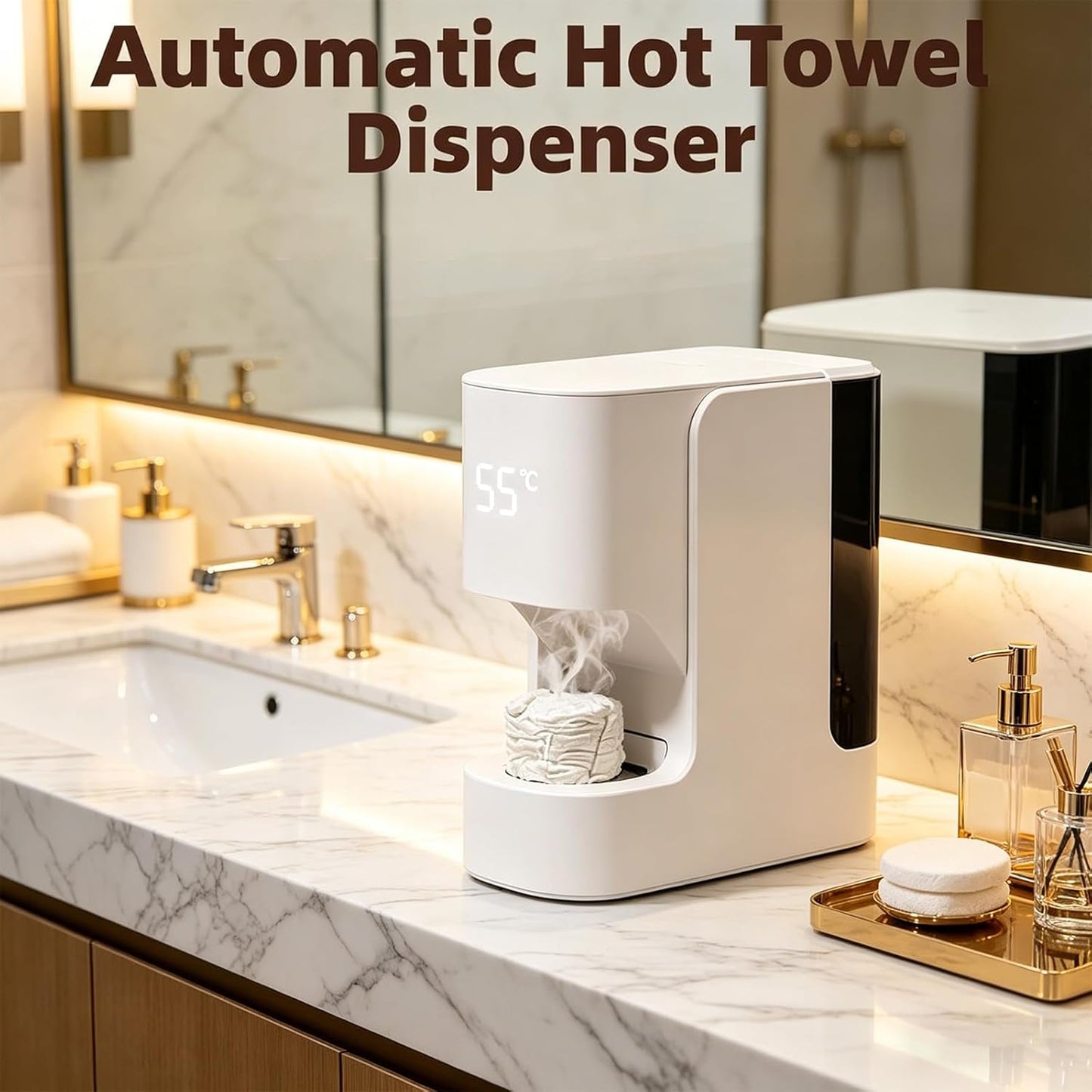 Automatic Towel Warmer - Hot Face Towel Heater with 55°C Constant Temperature | Includes 20 Compressed Towels