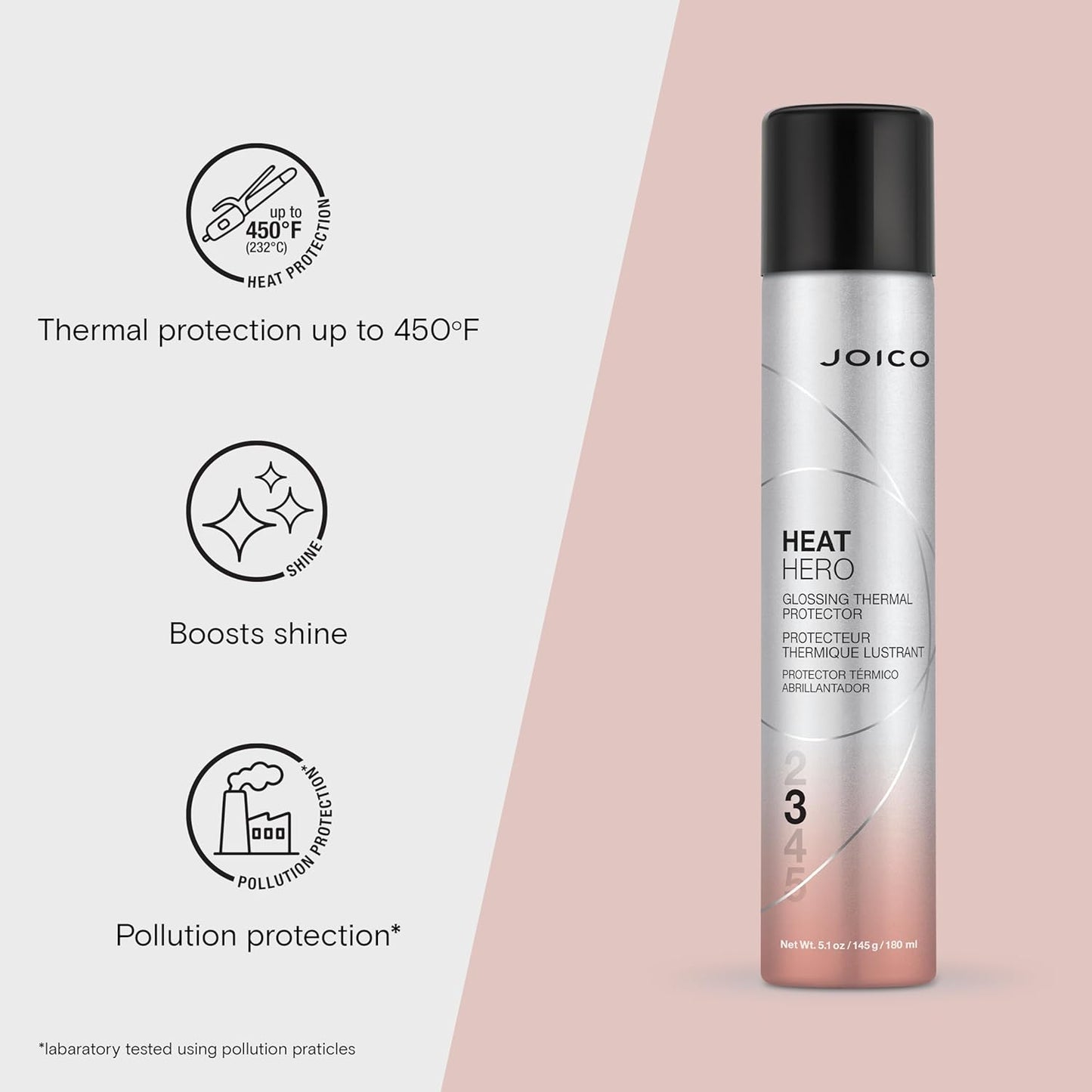 Joico Heat Hero Glossing Thermal Protector - Protects Hair from Heat, Humidity & UV | Paraben & Sulfate Free