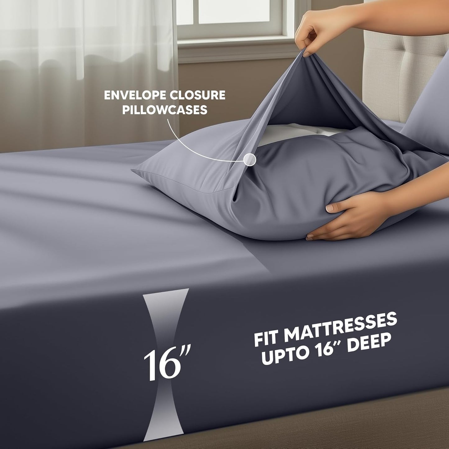 Queen Size Sheet Set - 4 Piece Soft Microfiber Bedding | Oeko Tex Certified, Grey