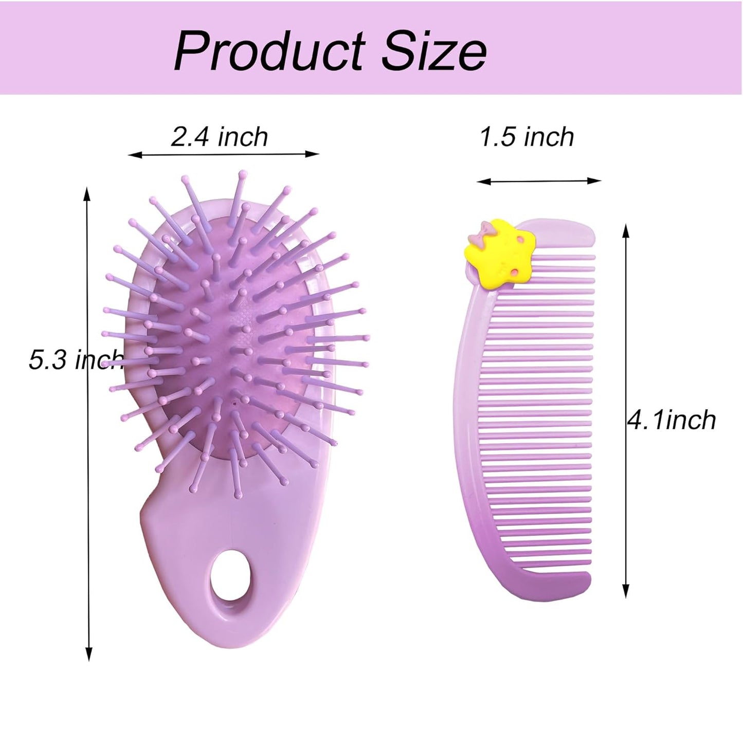 Mini Wet Hair Brush Set | Detangling Comb for Women, Girls & Kids - Travel-Friendly, Purple