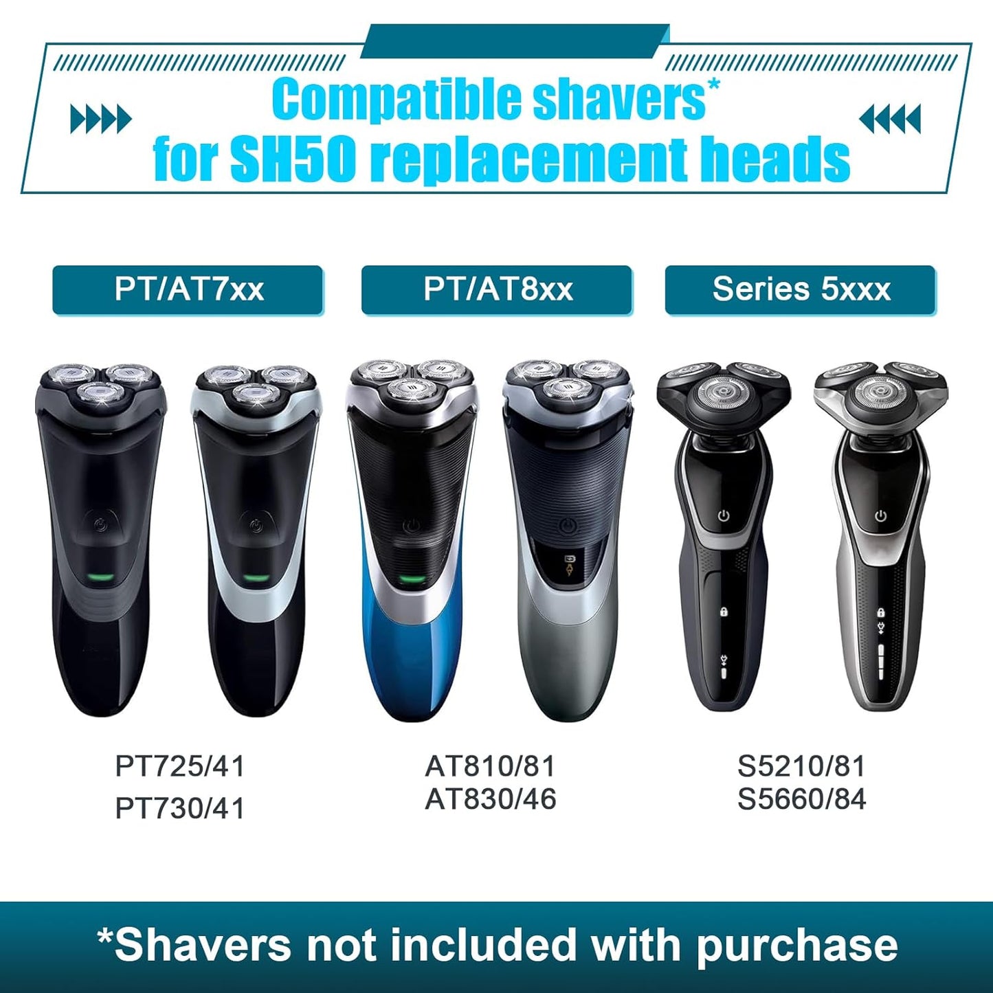 Philips Norelco SH50 Replacement Heads - 9 Pack Double Blades for Series 5000 Compatibility