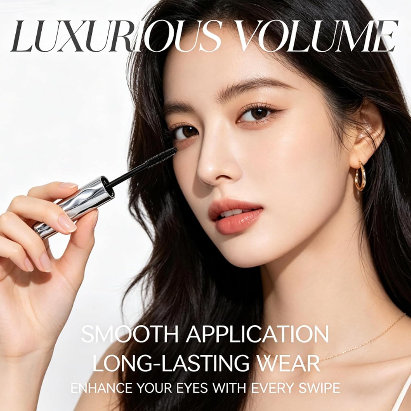 Waterproof Fiber Mascara - Volume & Length Without Clumping | Smudge-Proof, Curling Wand, Natural Finish (1pcs)