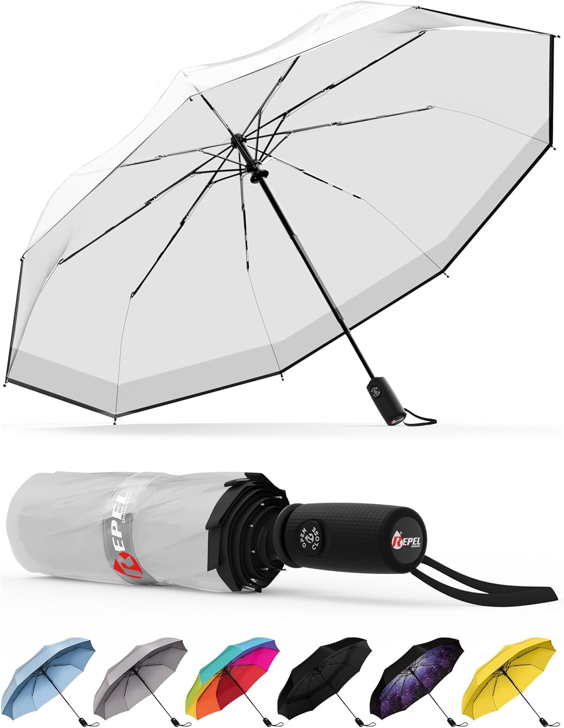 Windproof Travel Umbrella - Compact Auto Folding Design | Withstands 100MPH Winds, Durable & Lightweight for Men & Women