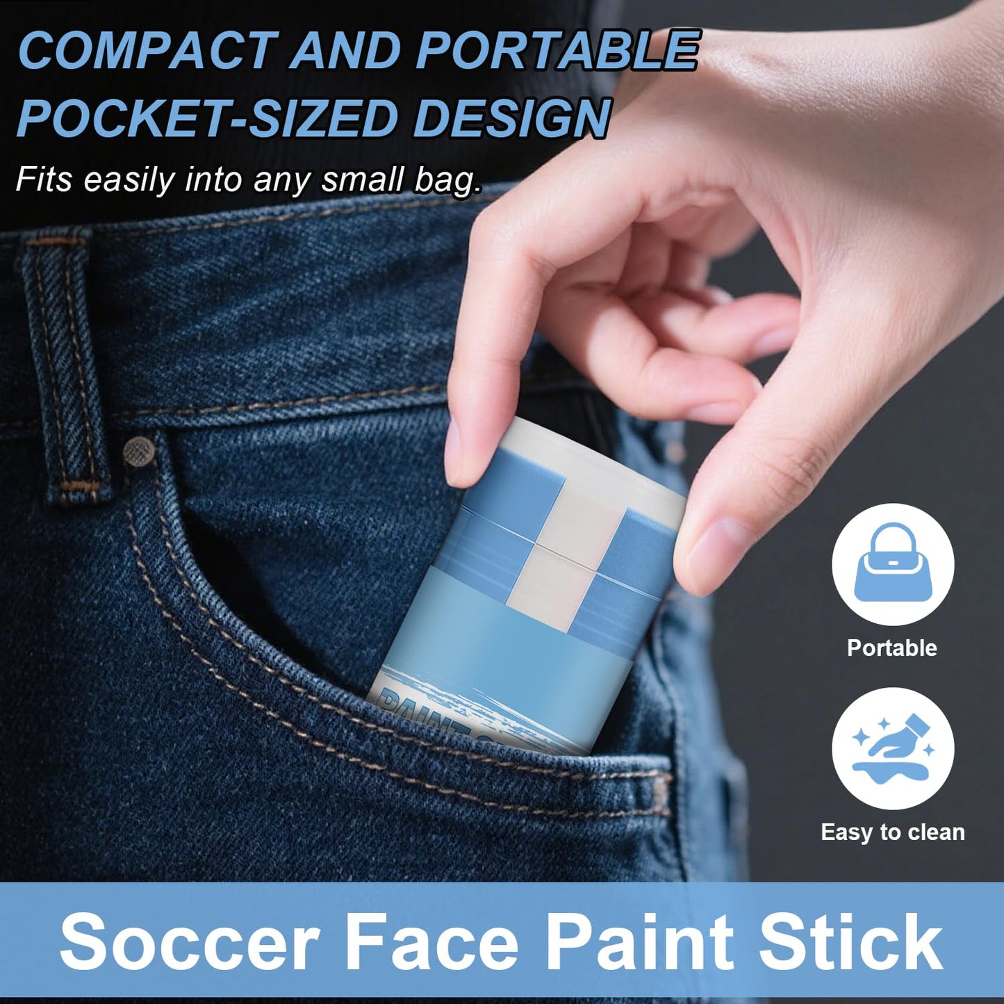 Argentina Face & Body Paint Stick - Blue & White Makeup for World Cup Fans | Sports Eye Black Stick