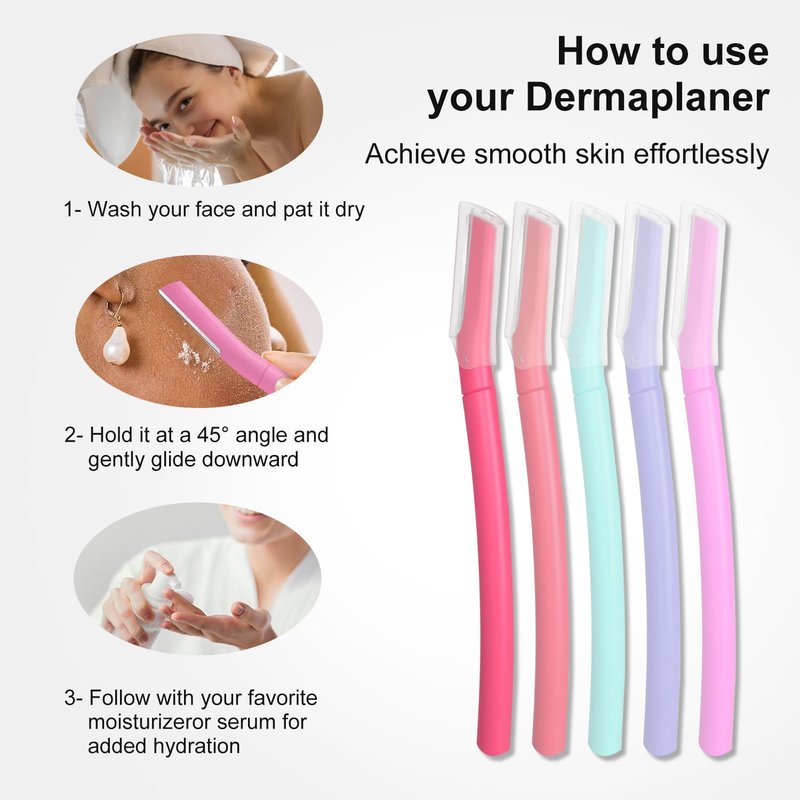 Dermaplane Razor, Face Razors for Women, Dermaplaning Tool with Microblades for Face, Gentle Facial Exfoliation, Peach Fuzz Removal and Eyebrow Shaping, Skin Care Tool for Smoother Skin, Lavender