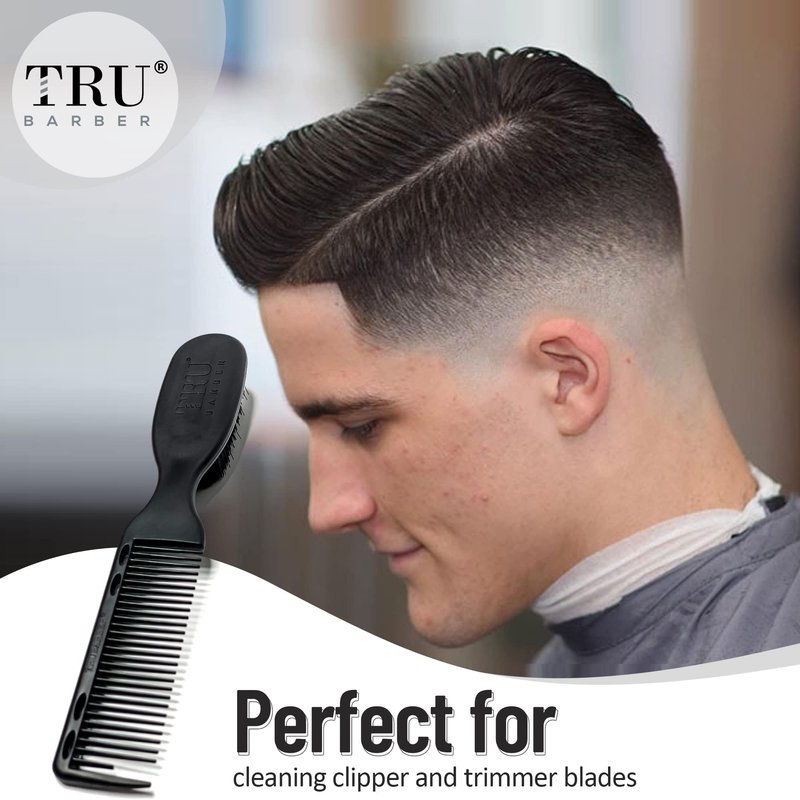 TRU BARBER PRO Fading Brush 2PCS Bundle, Barber Fade Brush, Cleaning Brush for clippers,Beard Brush,Stylist Comb Hair Styling Tool
