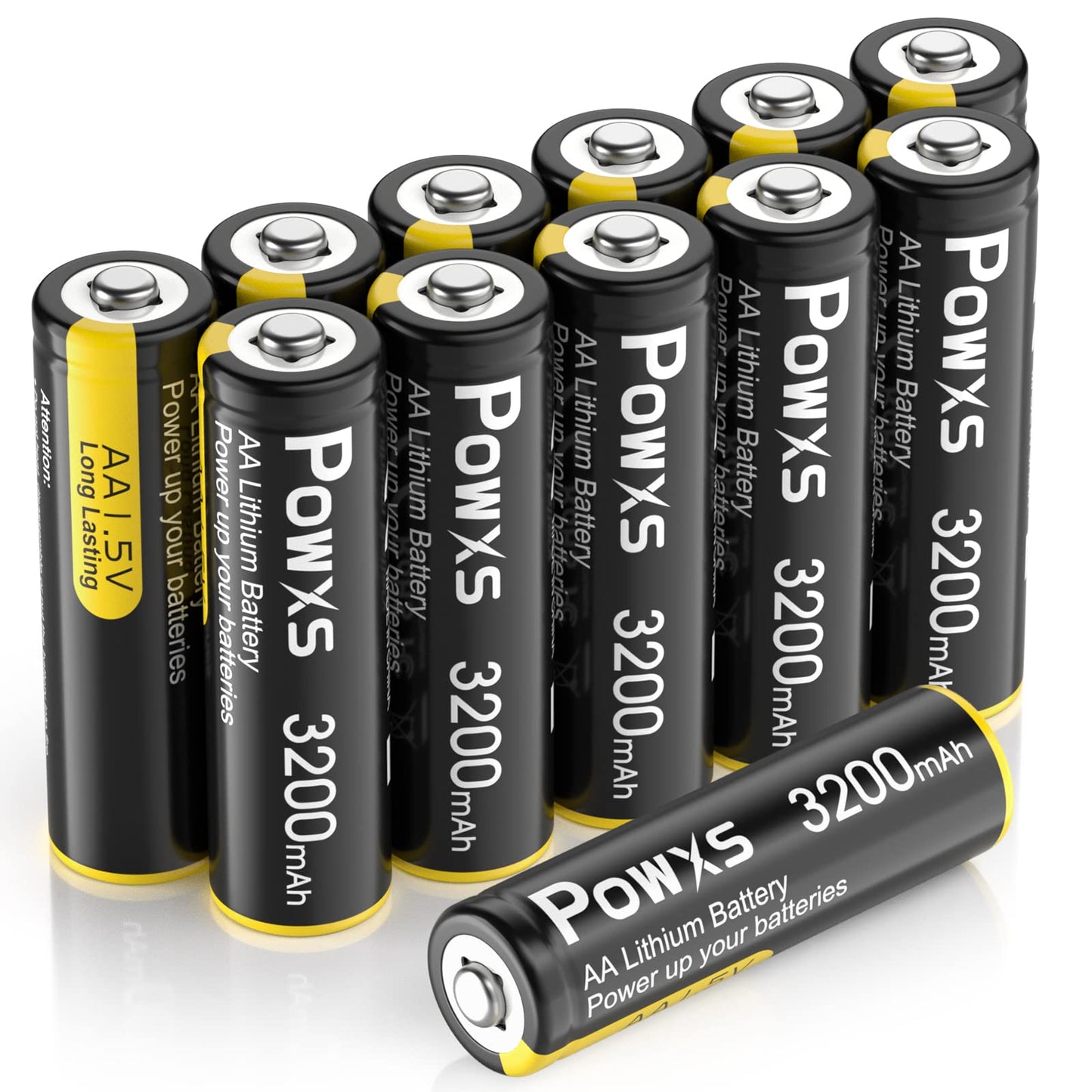 POWXS AA Lithium Batteries, 12 Pack 1.5V Lithium Iron AA Batteries 3200mAh Super Capacity for Blink Camera, Video Doorbell, Flashlight, Toys, Remote Control 【Non-Rechargeable】