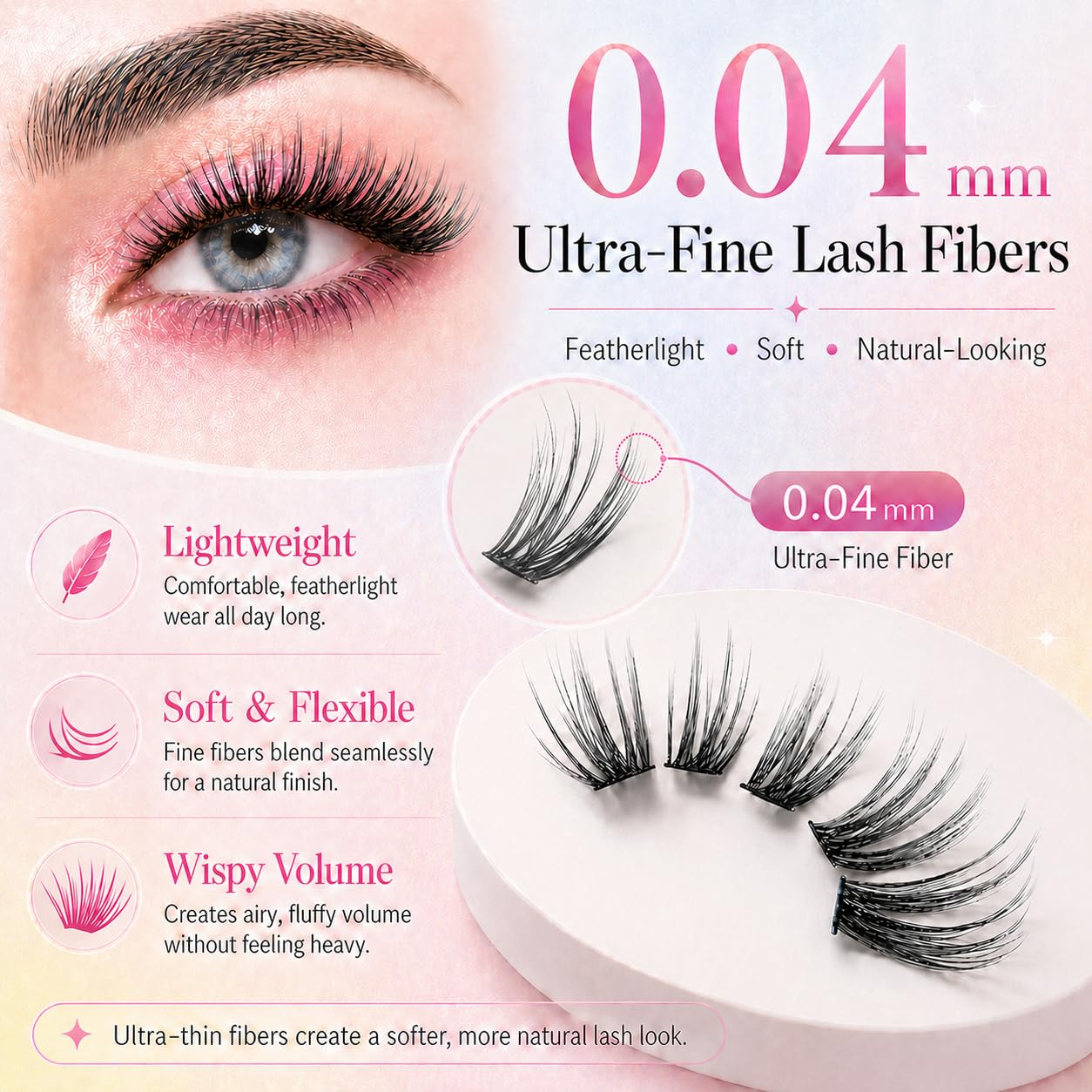Wispy Lash Clusters Kit, Natural Lash Cluster Eyelash Extensions 192 Pcs C Curl 10-16mm Individual Fluffy False Eyelashes Thin Band DIY Kit for Beginners at Home with Bond Seal Remover Tweezers Brush