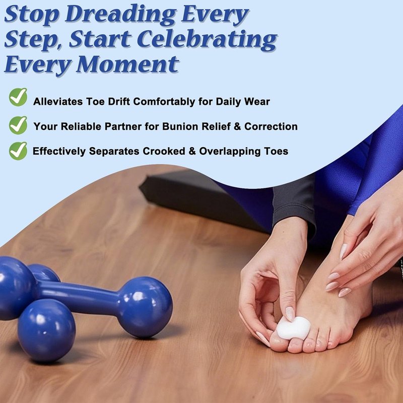 Gel Toe Separators - 10 Pcs for Overlapping Toes & Bunions | Big Toe Alignment Corrector (Blue)