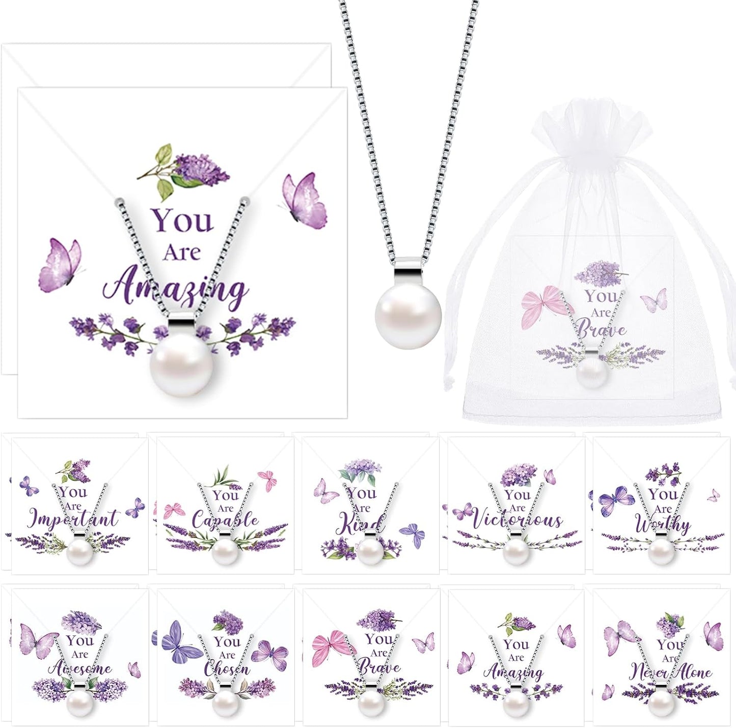 Christian Faith Pearl Necklaces - Elegant Church Gifts for Moms & Women | Bulk Options Available (10/20/40)