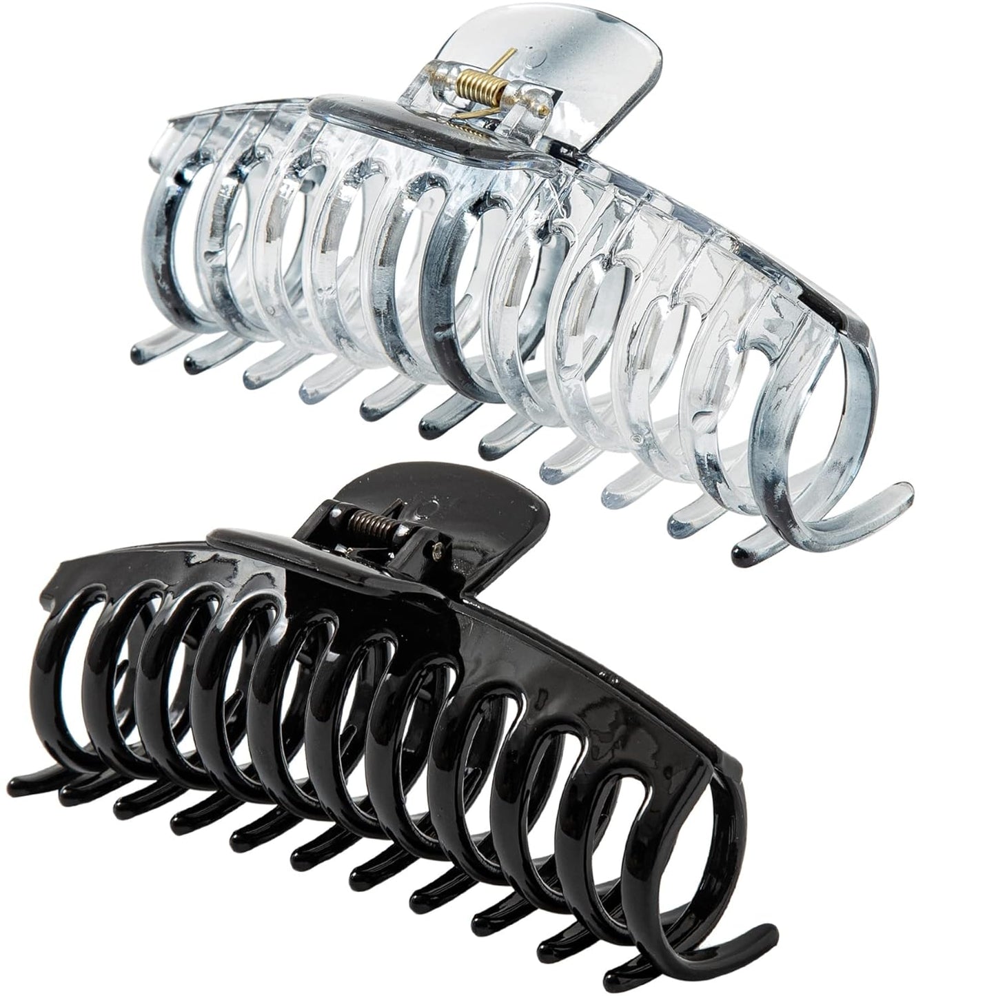 Jumbo Hair Clips for Thick Hair - Long Butterfly Accessories | 5.5 Inch, 2 Pack (Black & Clear)