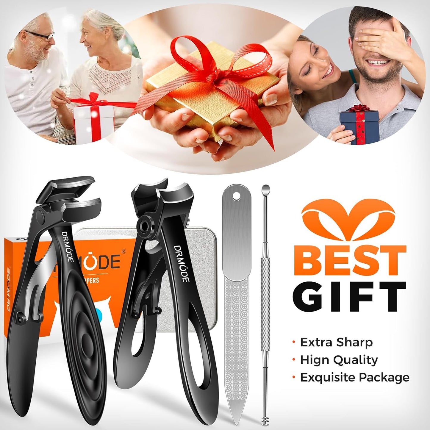 Toenail Clippers for Thick Toenails - Angled Long Handle Design for Seniors | Heavy Duty, Wide Jaw Opening, Black