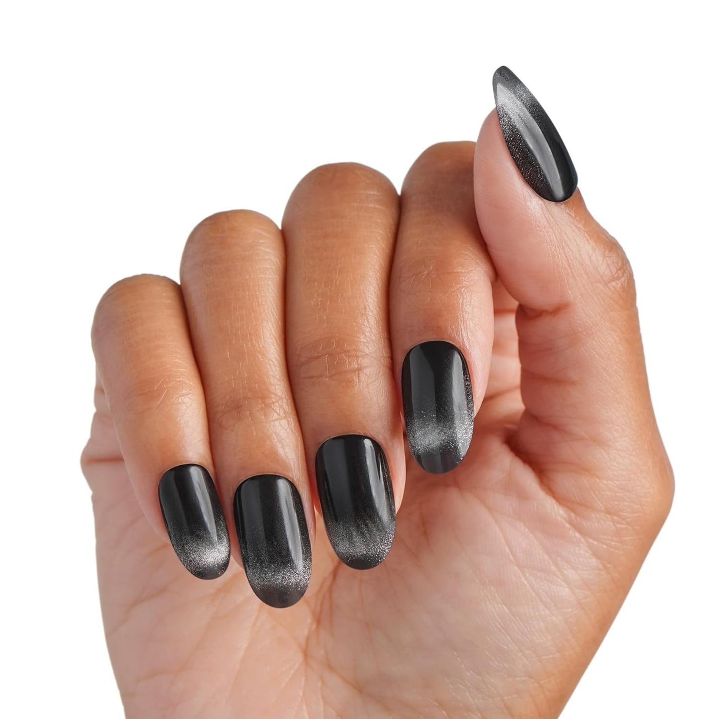 Kiss Impress No Glue Mani Press-On Nails - ColorFX 'Best Wishes' | Black Oval Medium Size, 30 Nails & Accessories