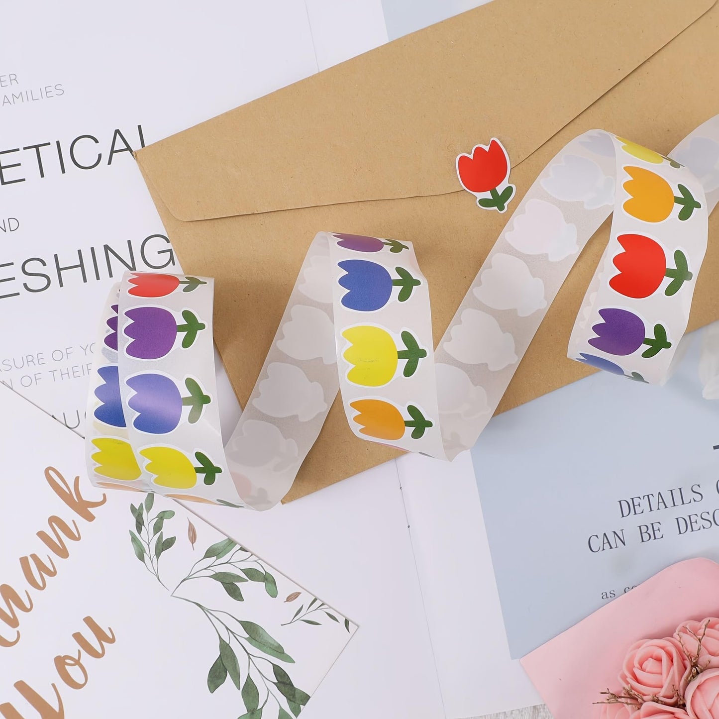 500Pcs 0.67 * 0.87in Multicolor Flower Reward Sticker Teacher Cartoon Cute Flower Packaging Decorative Sticker