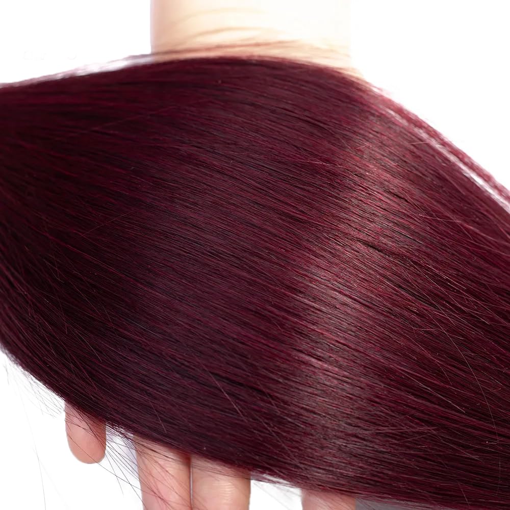 Burgundy Bundles Straight Bundles Human Hair 26 28 30 Inch #99J Straight Bundle Unprocessed Brazilian Virgin Weave Hair 3 Bundles 50 Gram Per Bundle for Black Women