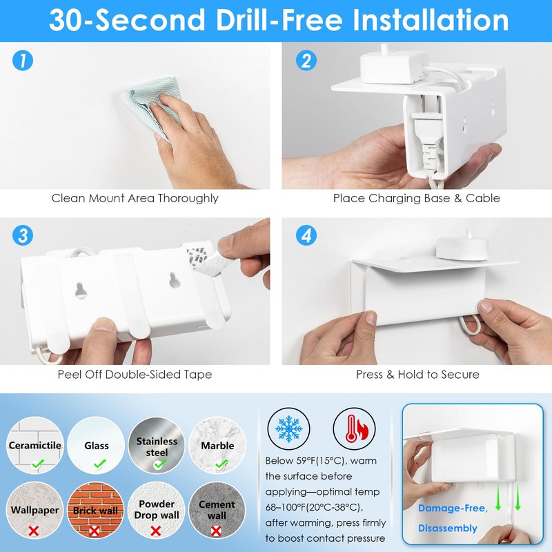 OAPRIRE Electric Toothbrush Holder for Bathroom, Acrylic Electric Toothbrush Holder Wall Mounted Come with Cable Organizer, Saving Space and Convenient Charging - White