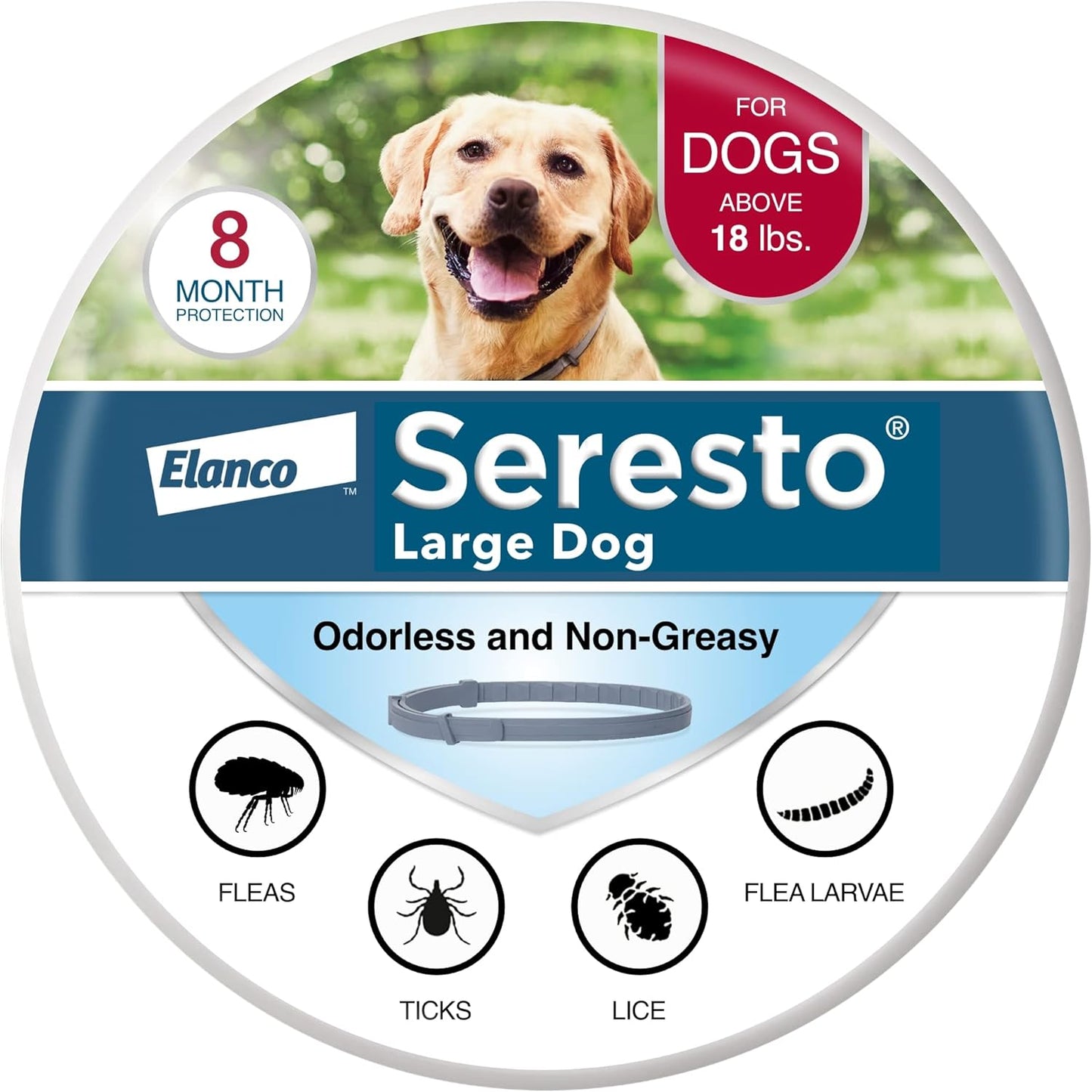 Seresto Flea & Tick Collar for Dogs Over 18 lbs - Vet-Recommended | 8-Month Treatment & Prevention