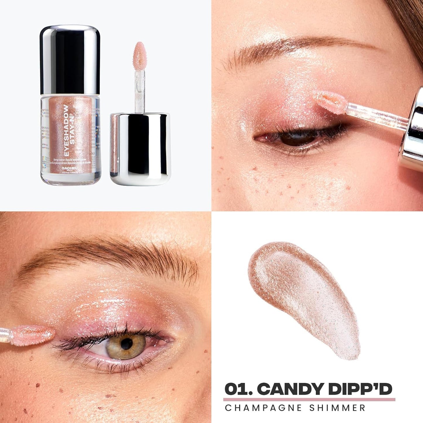 Liquid Eyeshadow STAY-N - Longwear Buildable Eye Makeup | Highly Pigmented Matte & Shimmer Cream in Candy Dipp’d