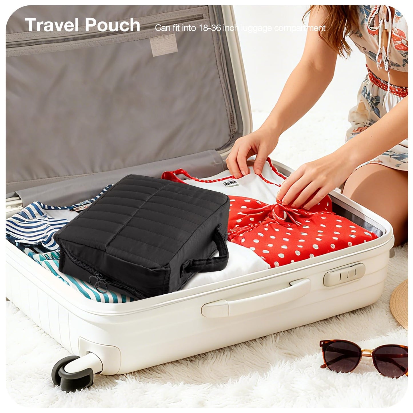 Abiudeng Standing Travel Makeup Bag Stand up Make up Bag Travel Toiletry Bag with Multiple Compartments Large Capacity for Women Business Trips Fitness and Daily Commutes (Black)