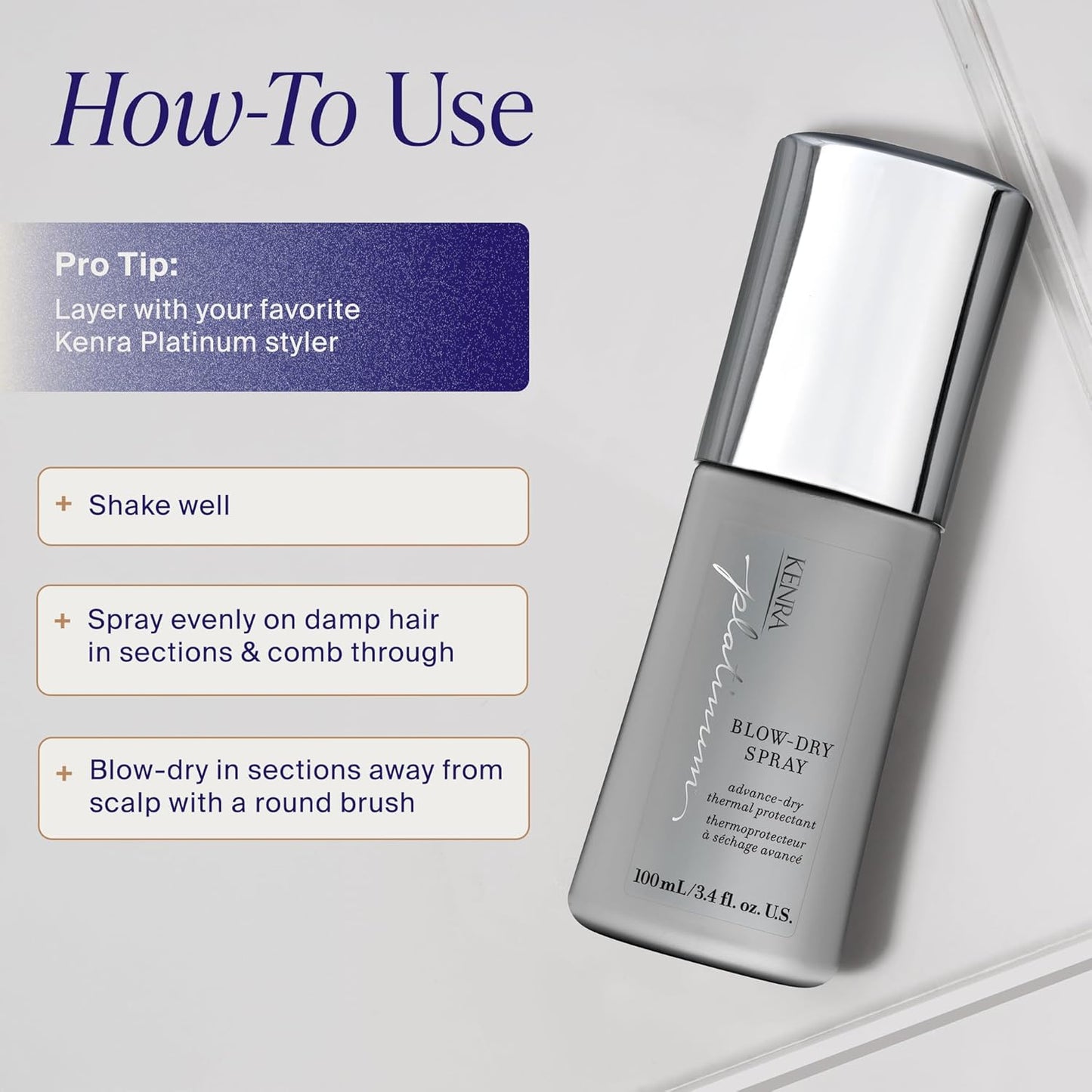 Kenra Platinum Blow-Dry Spray - Heat Protectant for Medium to Coarse Hair | Detangles, Smooths & Eliminates Frizz