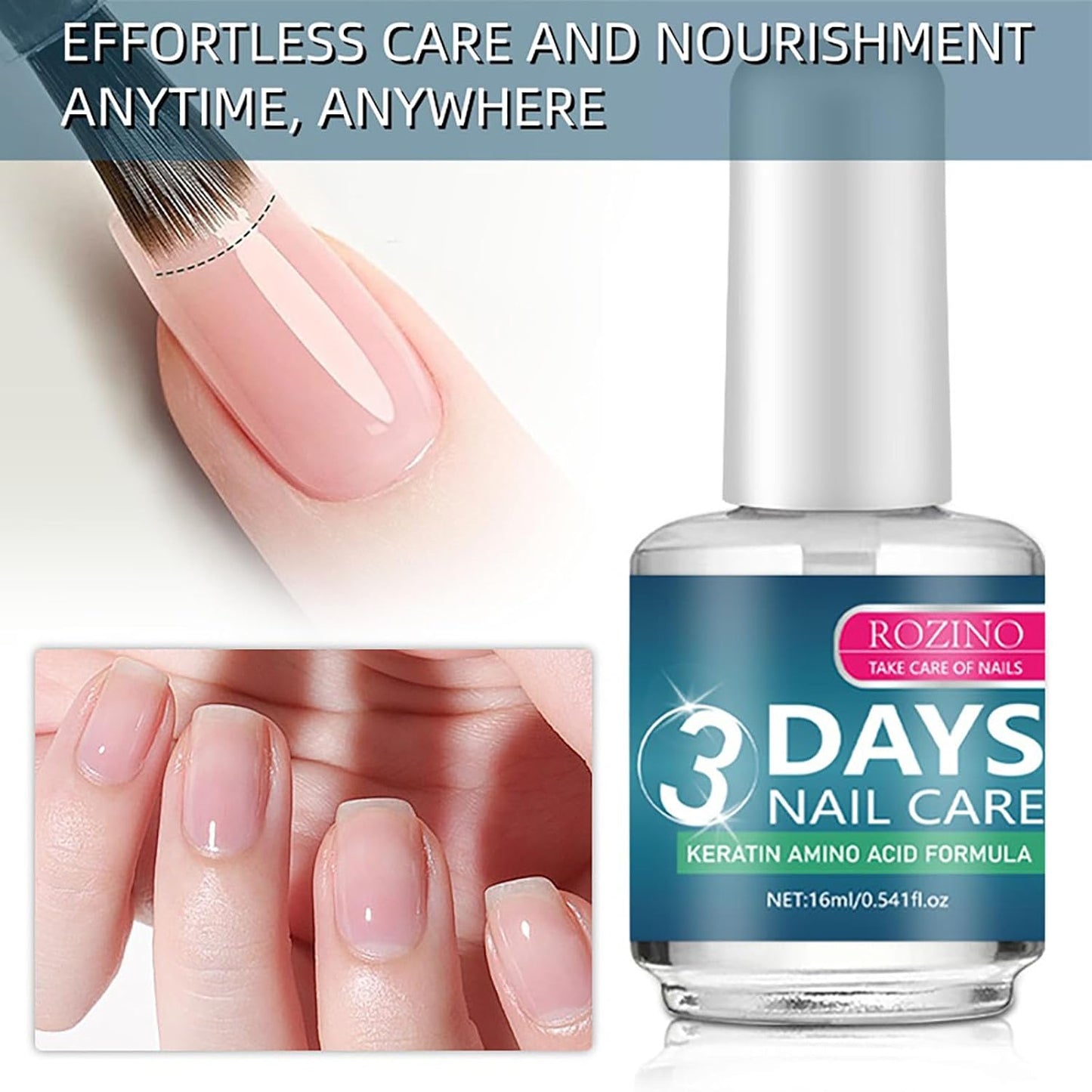 Nail Care Formula - Keratin Amino Acid & Aloe for Stronger, Hydrated Nails | 16ml/0.56oz