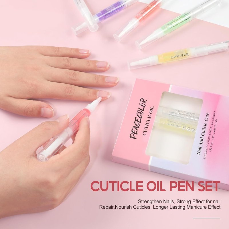 Cuticle Oil Pen Set - 8 Pcs Nourishing Nail Oil for Dry Cuticles | Revitalizing Flavors & Strengthening Care