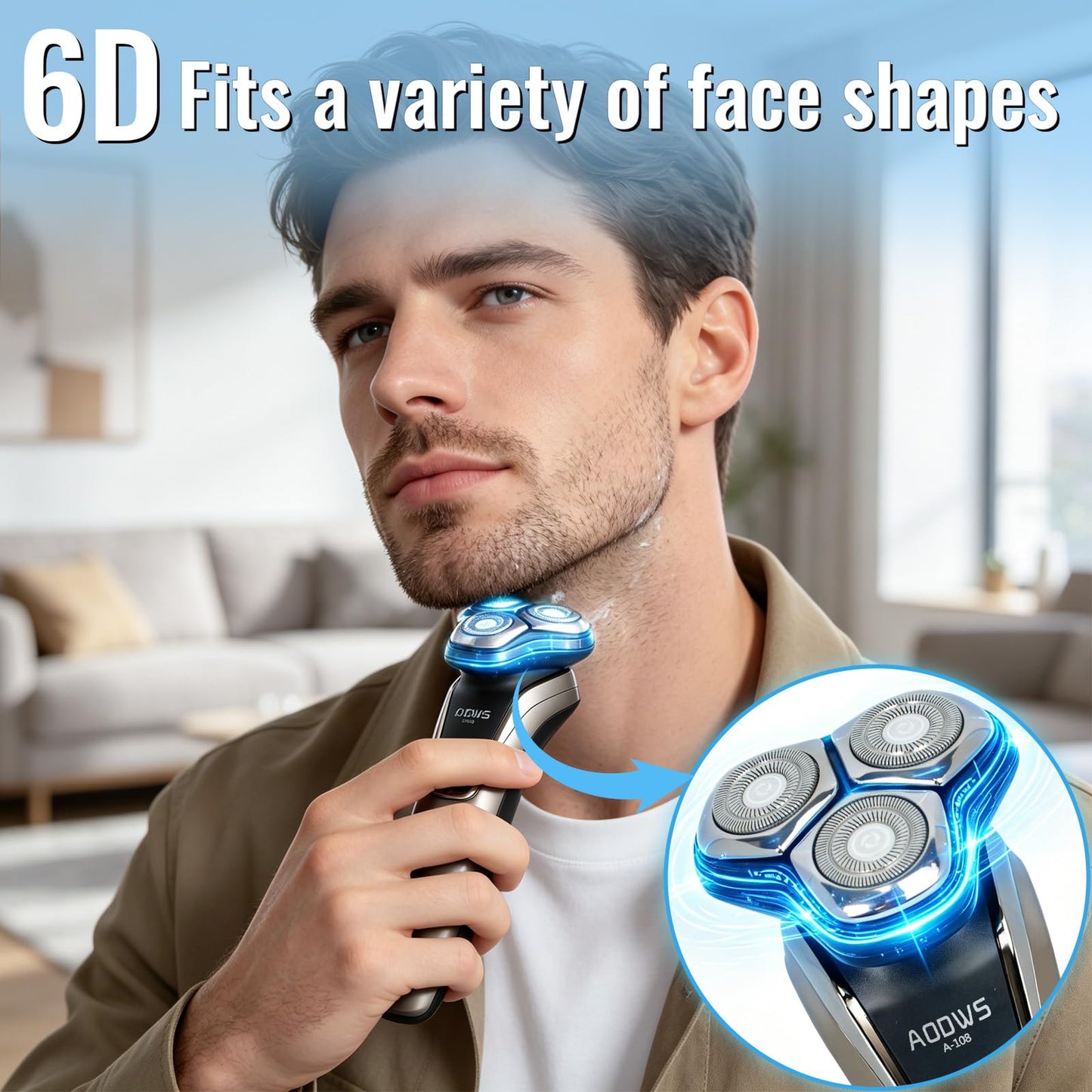 4-in-1 Electric Razor for Men, 9999 RPM High-Speed Electric Shaver, 5D Floating Head Shavers for Men, 90Min Long-Lasting, IPX7 Waterproof, LED Display, Beard Trimmer for Sensitive Skin Care
