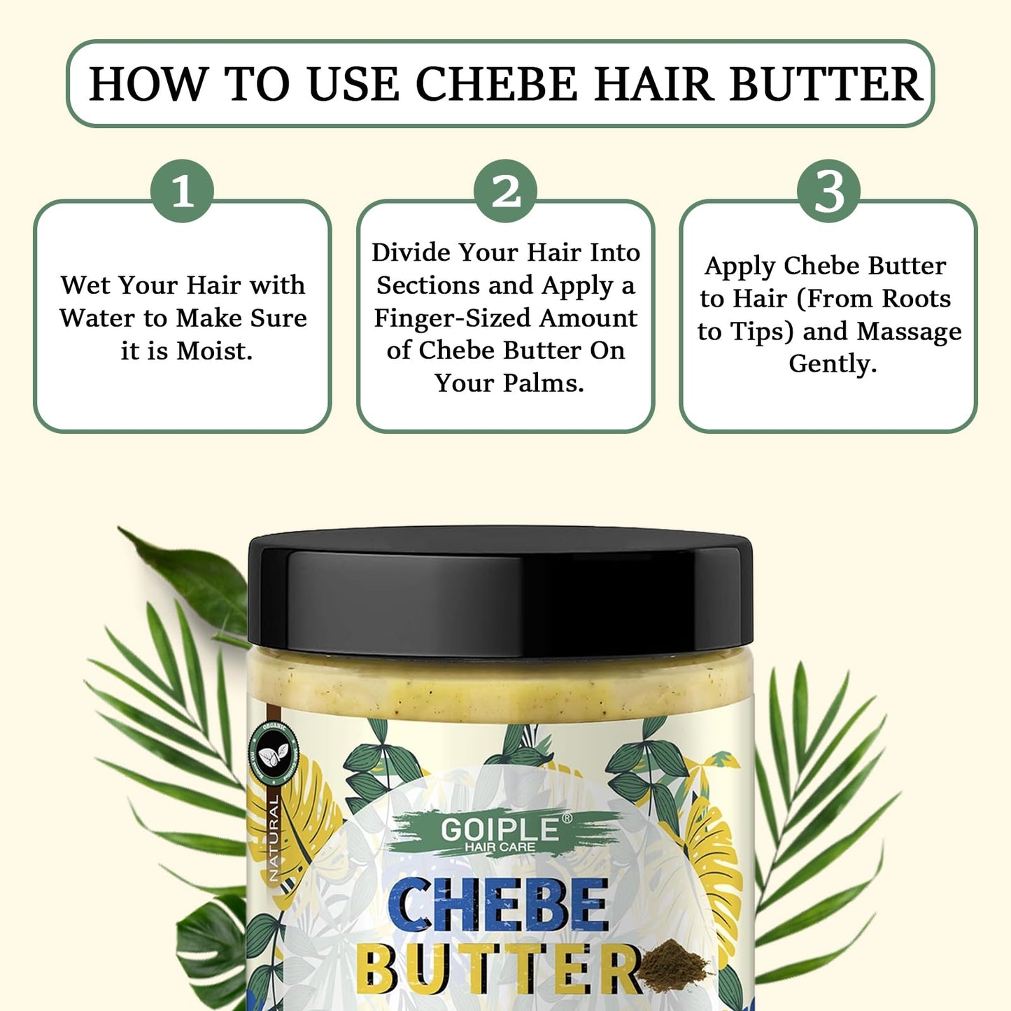 WOZUTUNT Chebe Butter For Hair Growth, Chebe Hair Butter Grease, Deep Moisturization, Thickening, Hair Growth Treatment, Unisex Adult, Yellow, 3.5 Ounce
